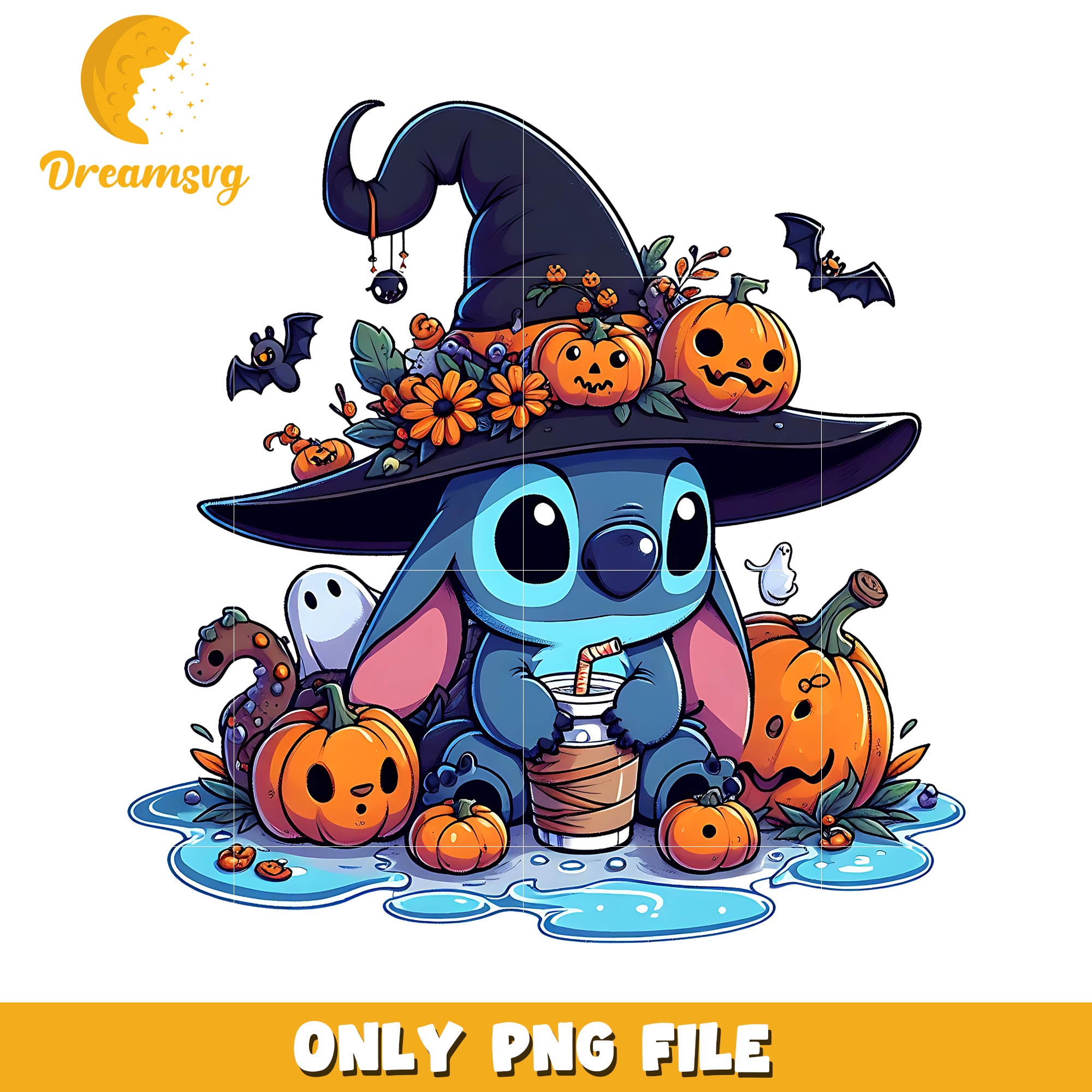 Stitch halloween witch hat png, Disney halloween movie png