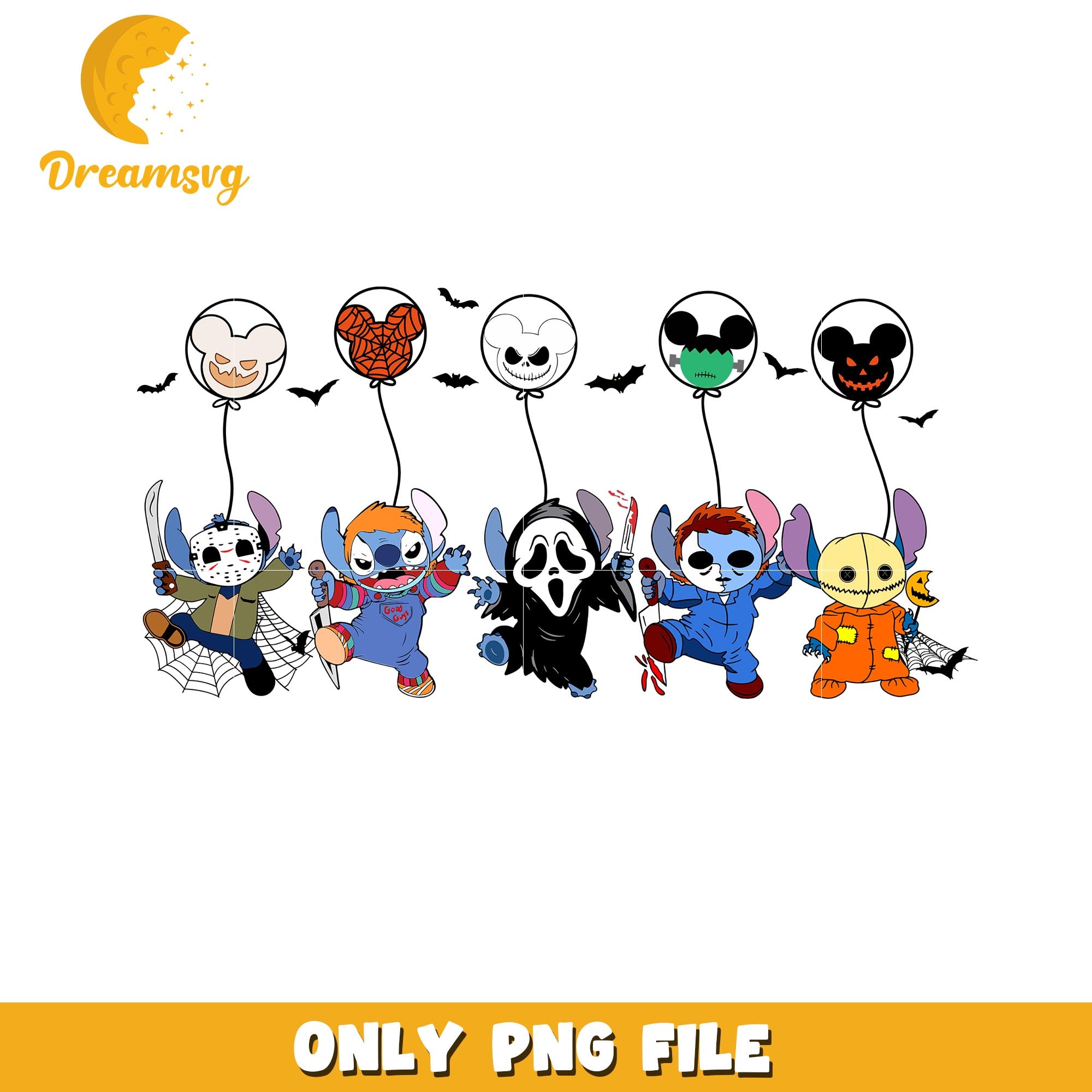 Stitch horror killers halloween png, Disney friends halloween vibes png
