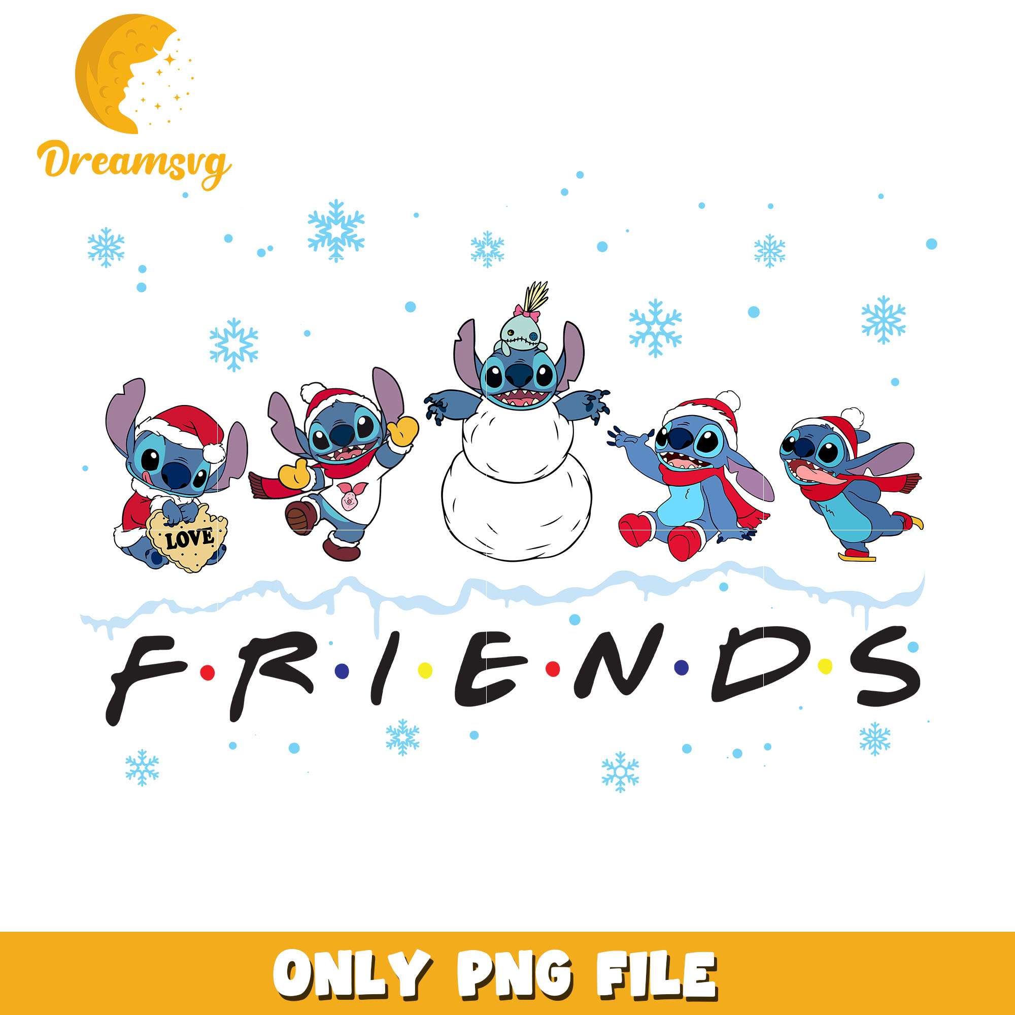 Stitch love christmas friends png, stitch png, christmas png