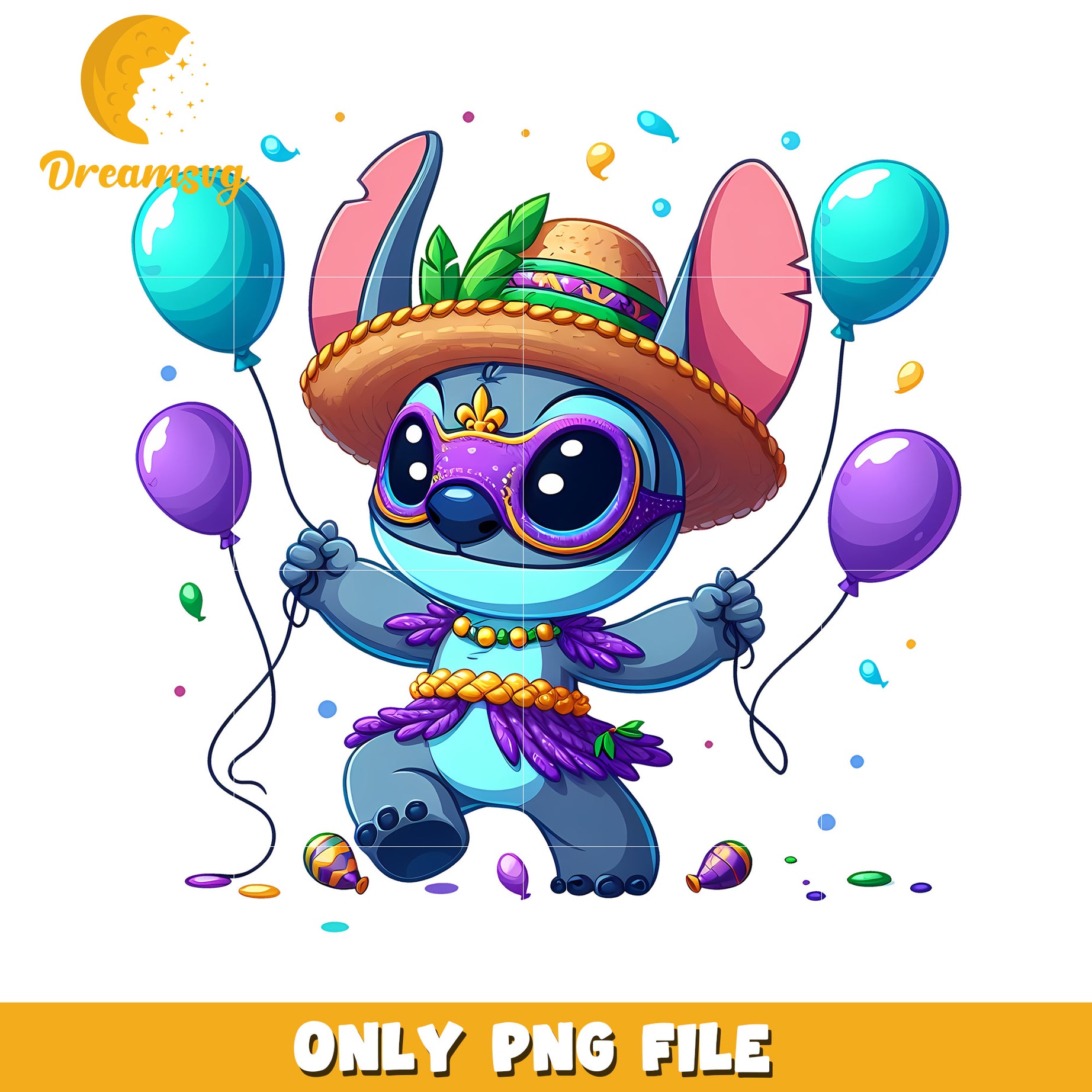 Stitch's outfit on mardi gras day png, mardi gras outfits png