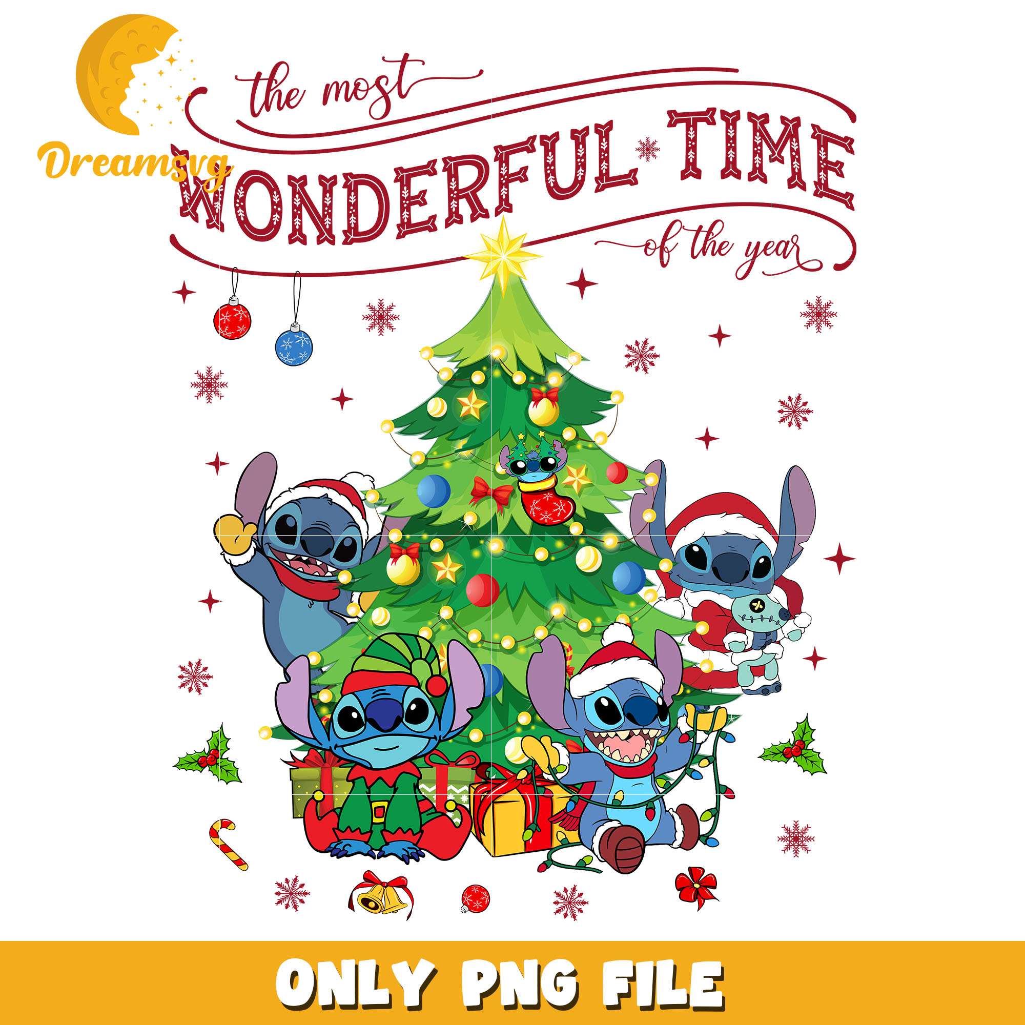 Stitch the most wonderful time png, disney png, christmas png