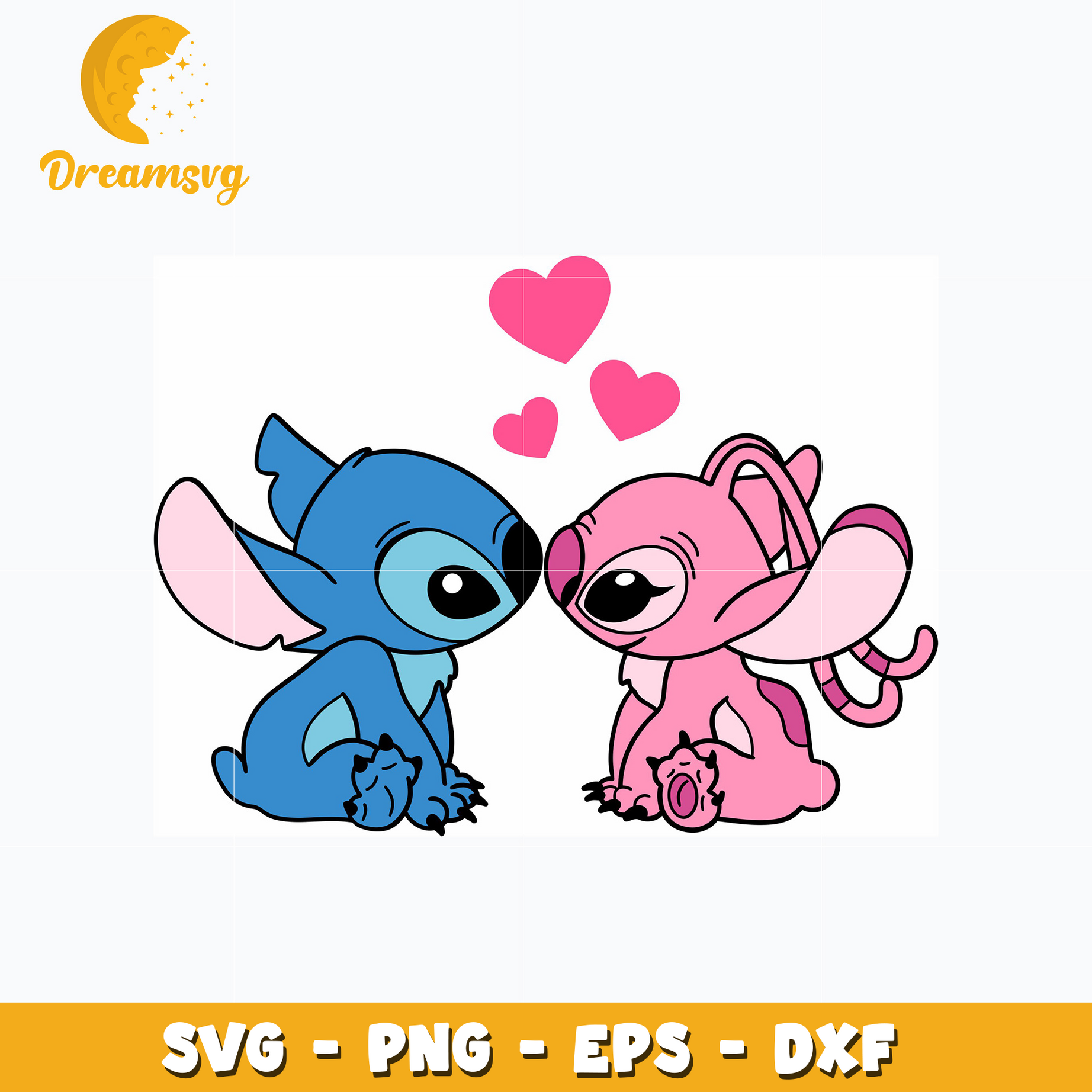 Stitch and Angel couple valentine svg