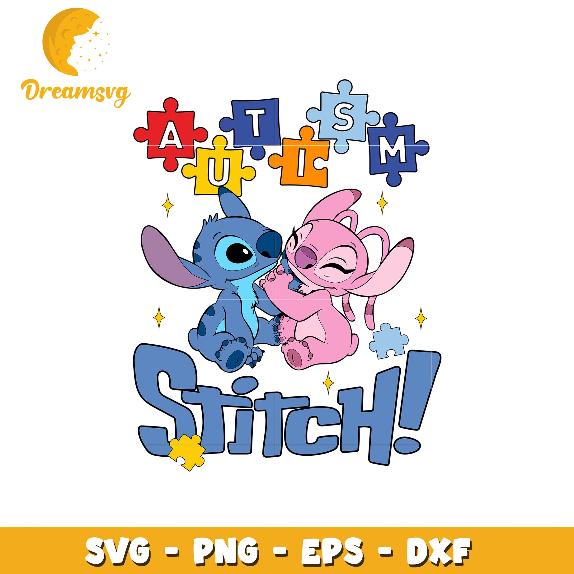 Stitch and angel autism svg, disney couple svg, autism awareness svg