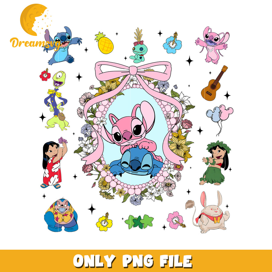 Stitch and angel portrait png, angel stitch png, disney stitch png