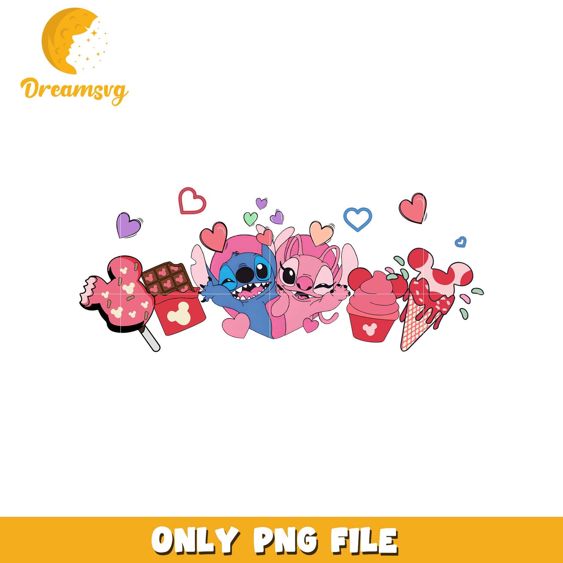 Stitch and angel sweet valentine png, disney png, valentine png