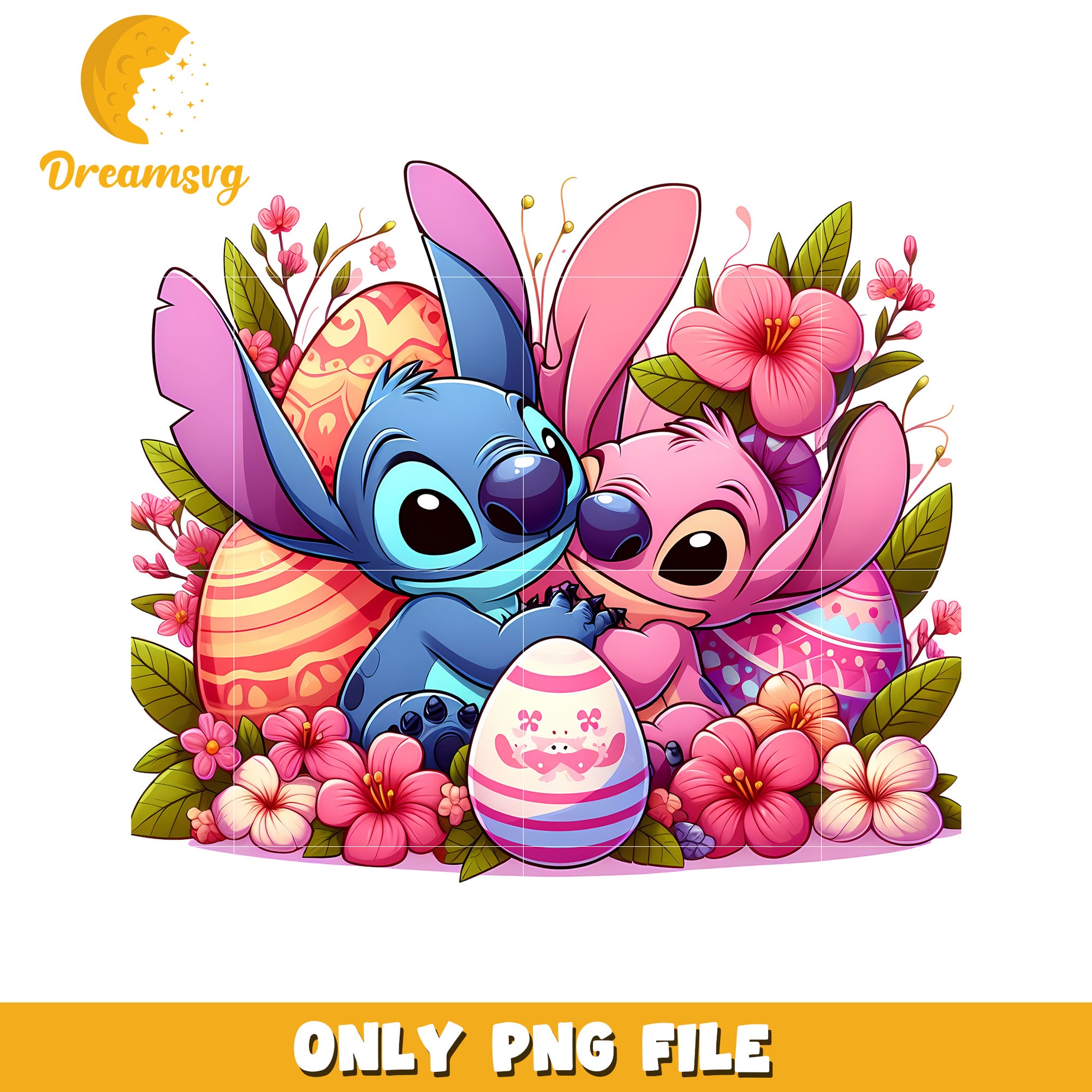 Stitch and angl on easter day png, easter eggs png, cartoon png