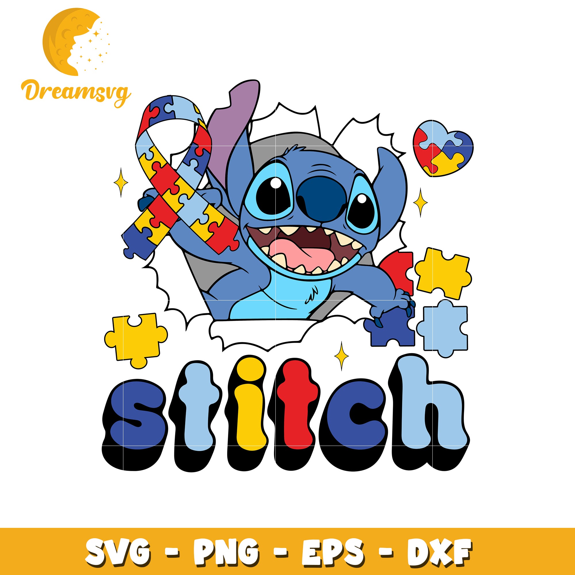 Stitch and awareness ribbon svg, autism awareness ribbon svg