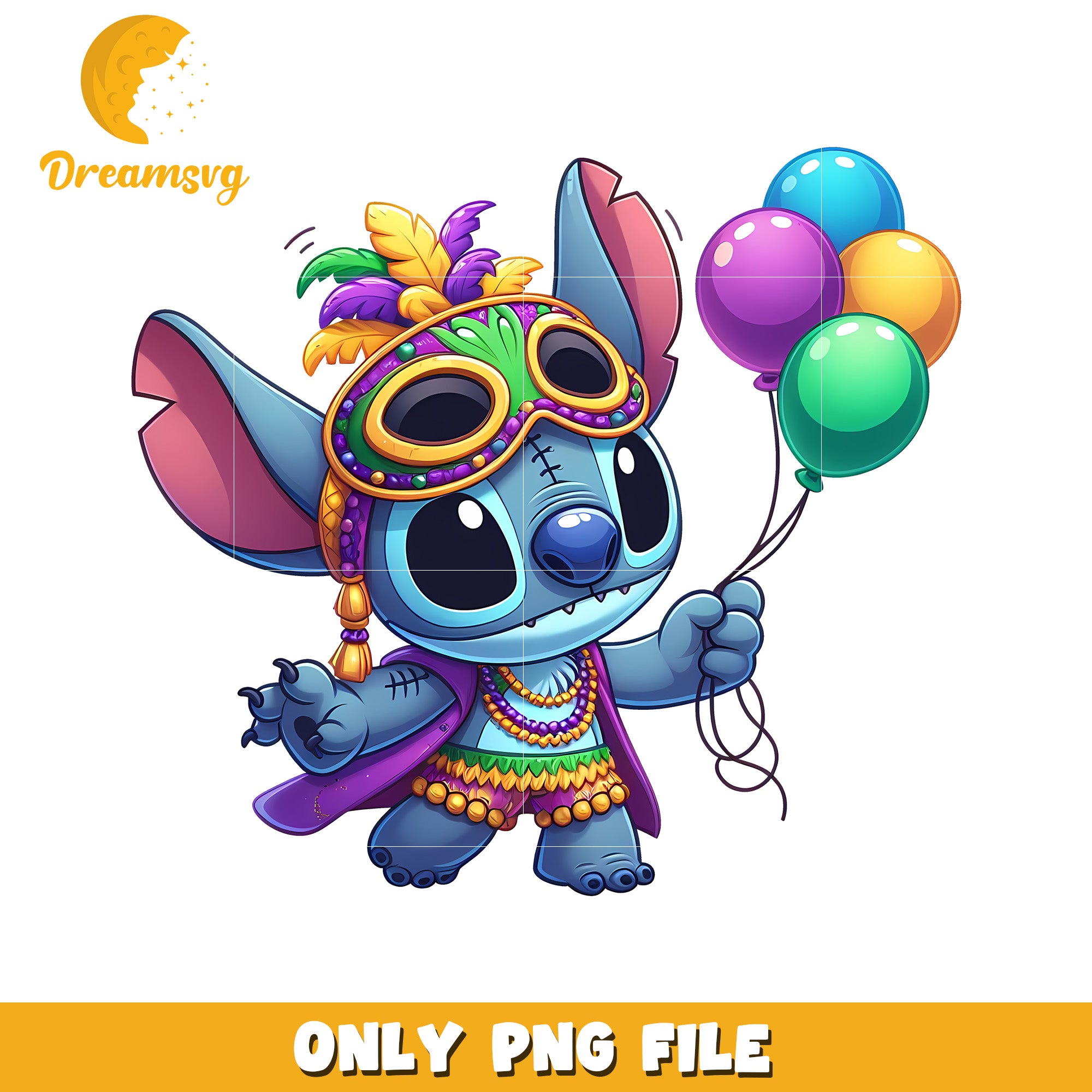 Stitch and balloon mardi gras png, mardi gras outfits png