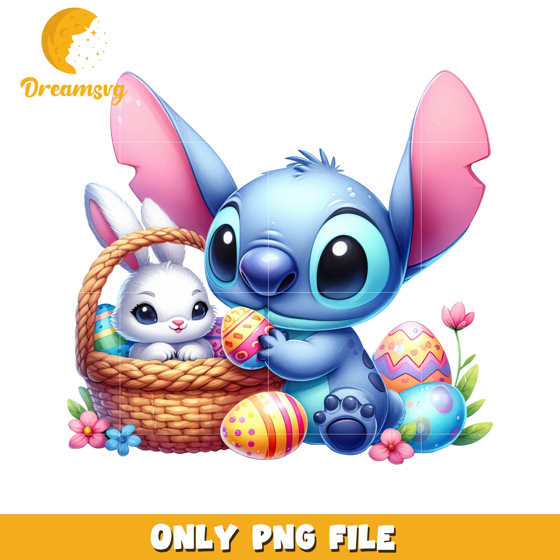 Stitch and bunny easter day png, easter day png, disney easter png