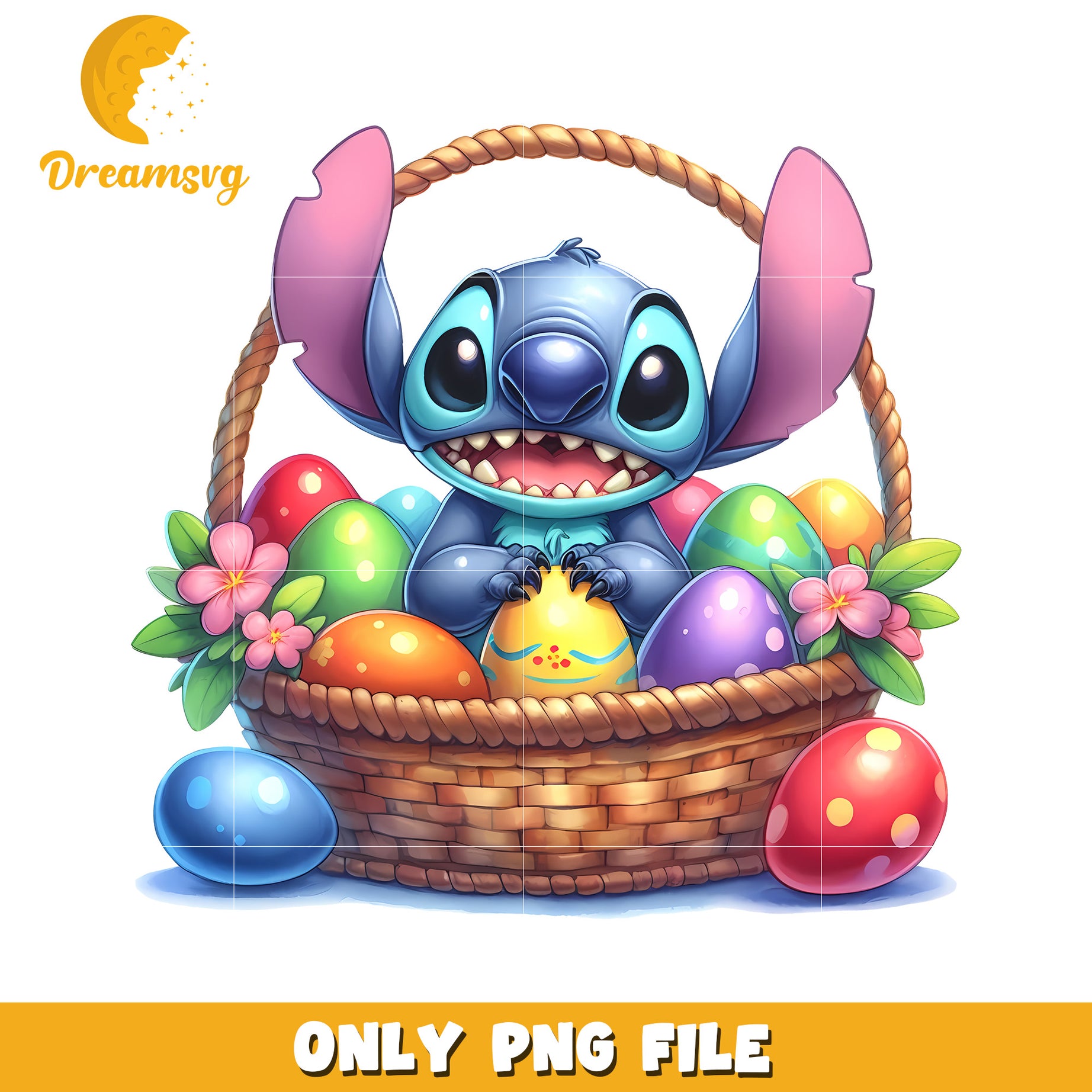 Stitch and easter eggs png, easter eggs png, disney character png