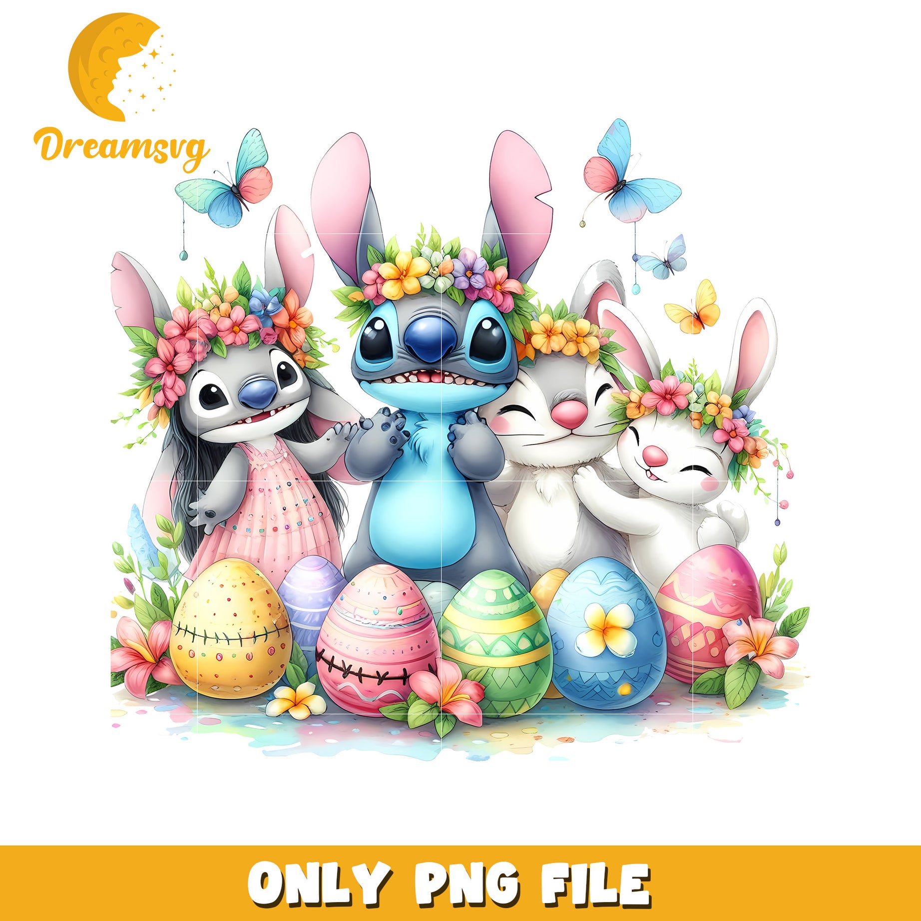 Stitch and family rabbit easter bunny png, easter day bunny png