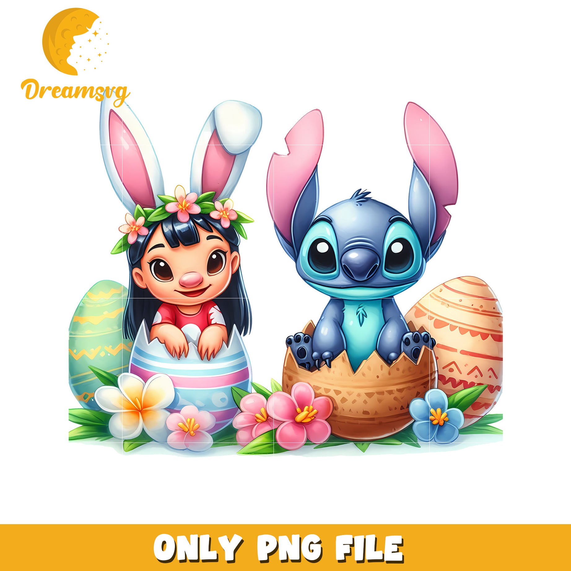 Stitch and lilo easter bunny png, easter day png, bunny png