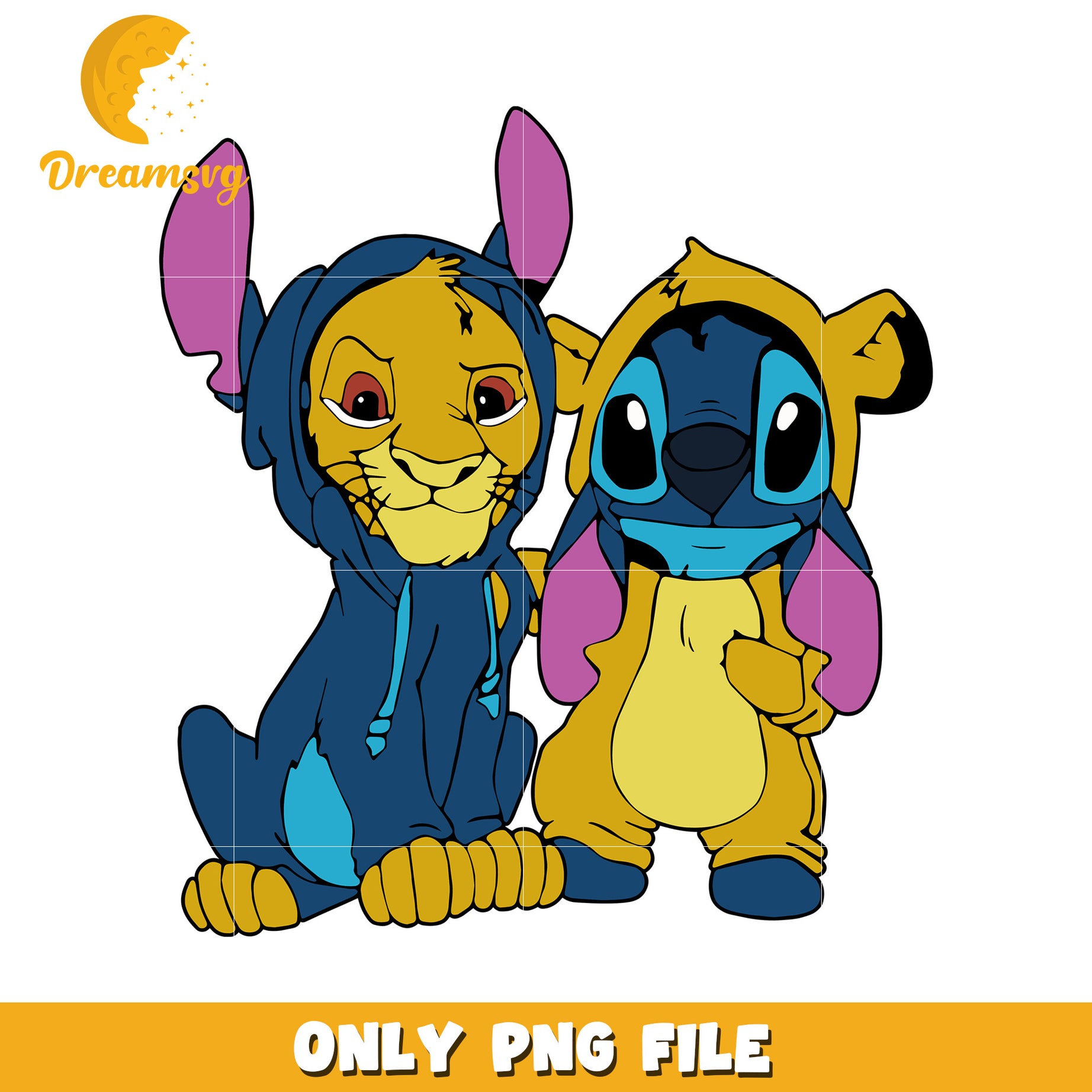 Stitch and simba png, lion king png, cute stitch png
