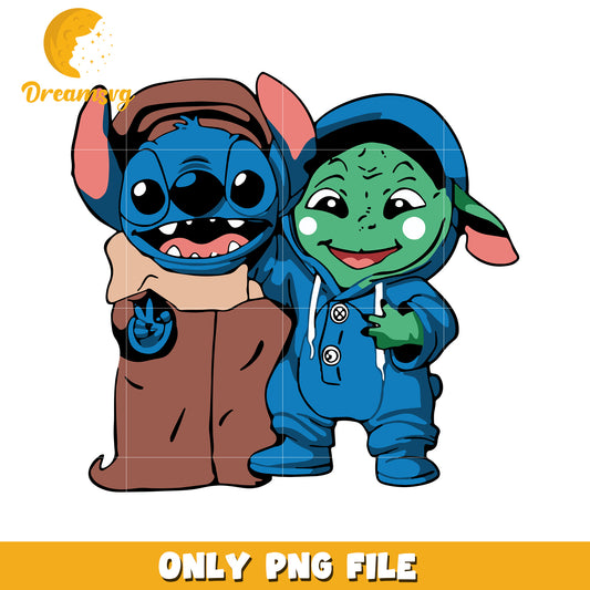 Stitch and yoda png, christmas characters png, disney​ png