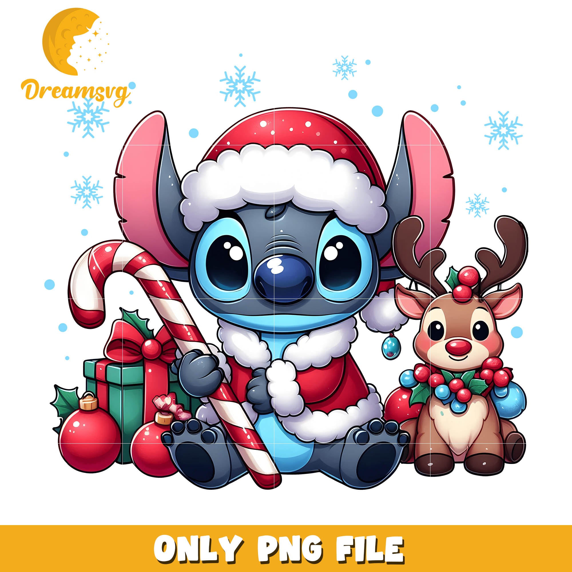 Stitch baby hold candy christmas png, christmas stitch​ png