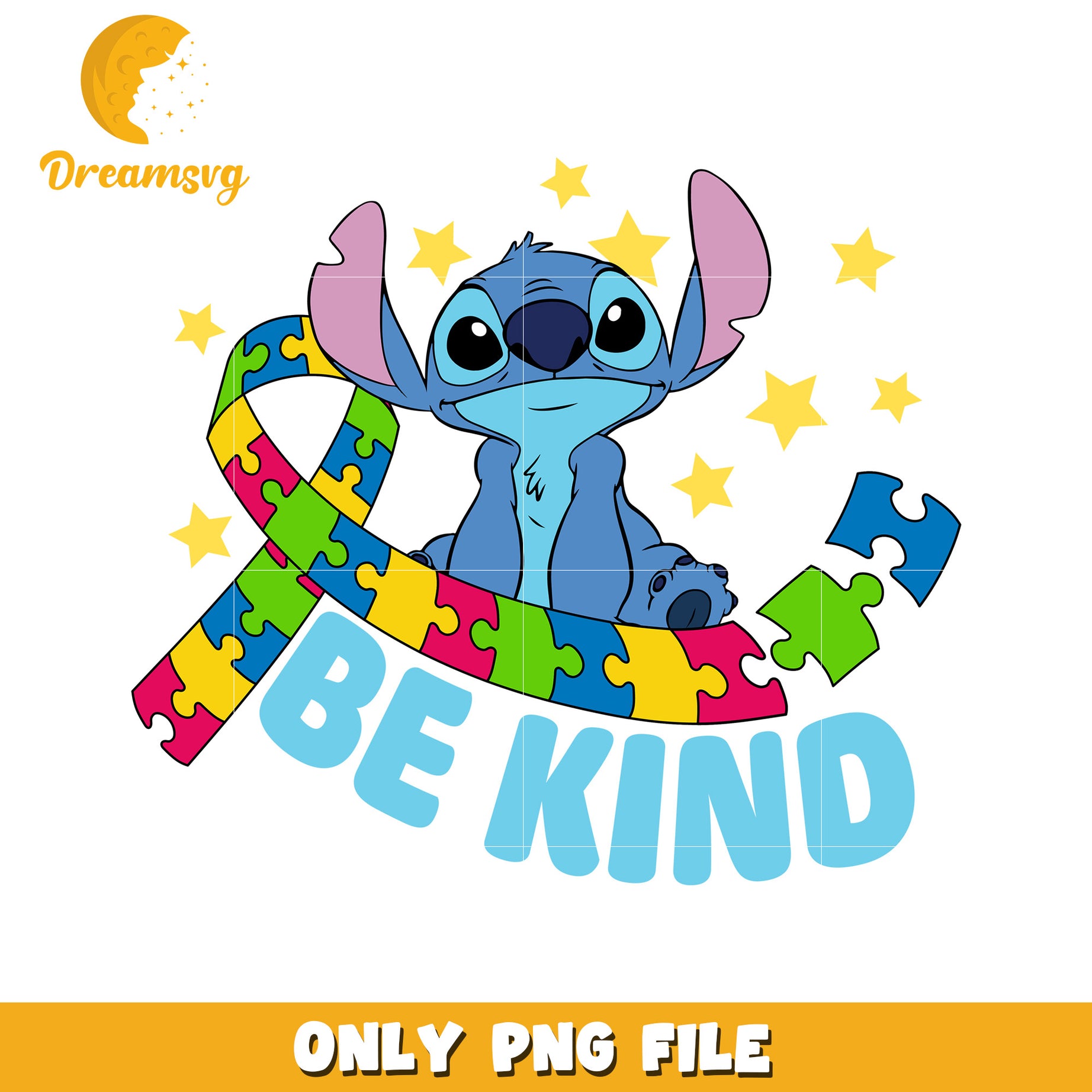 Stitch be kind awareness ribbon png, autism awareness ribbon png