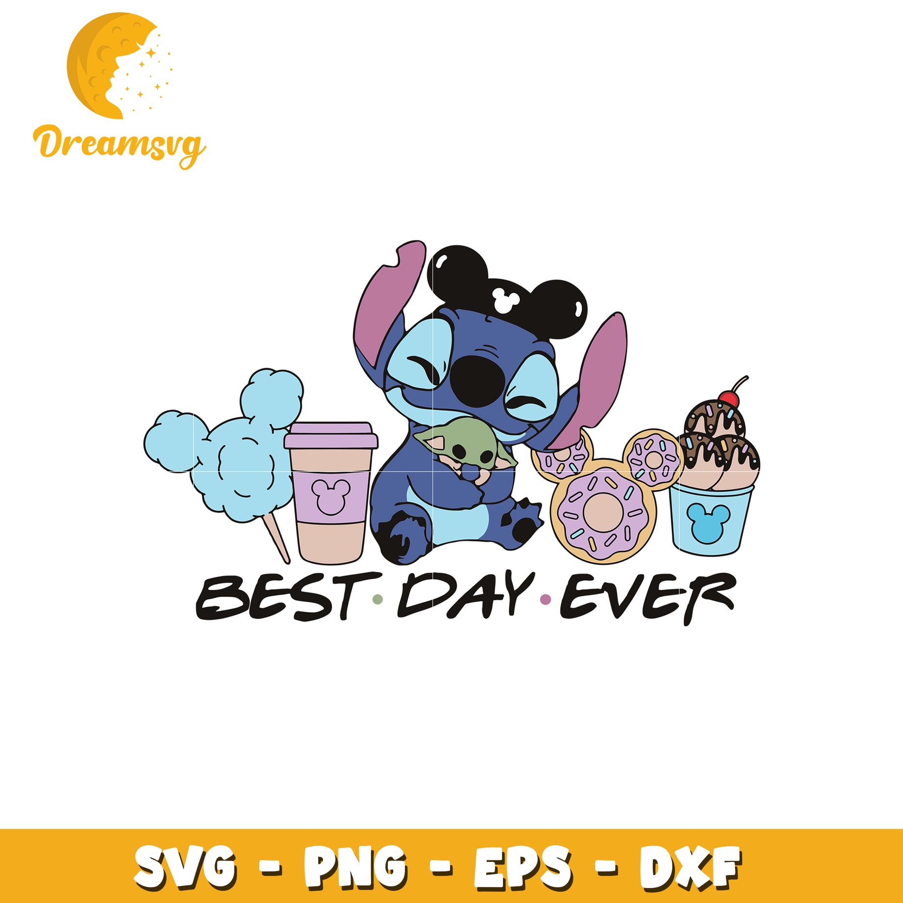 Stitch best day ever svg, disney movies svg, cute characters svg