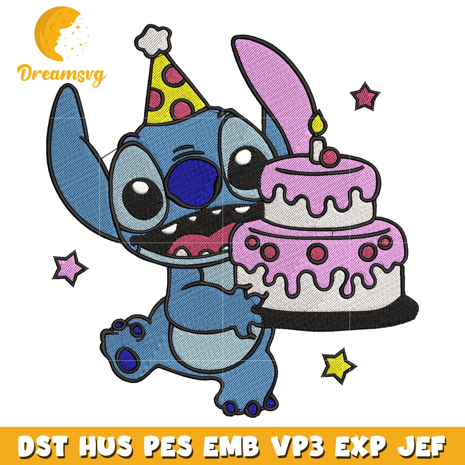 Stitch birthday embroidery design