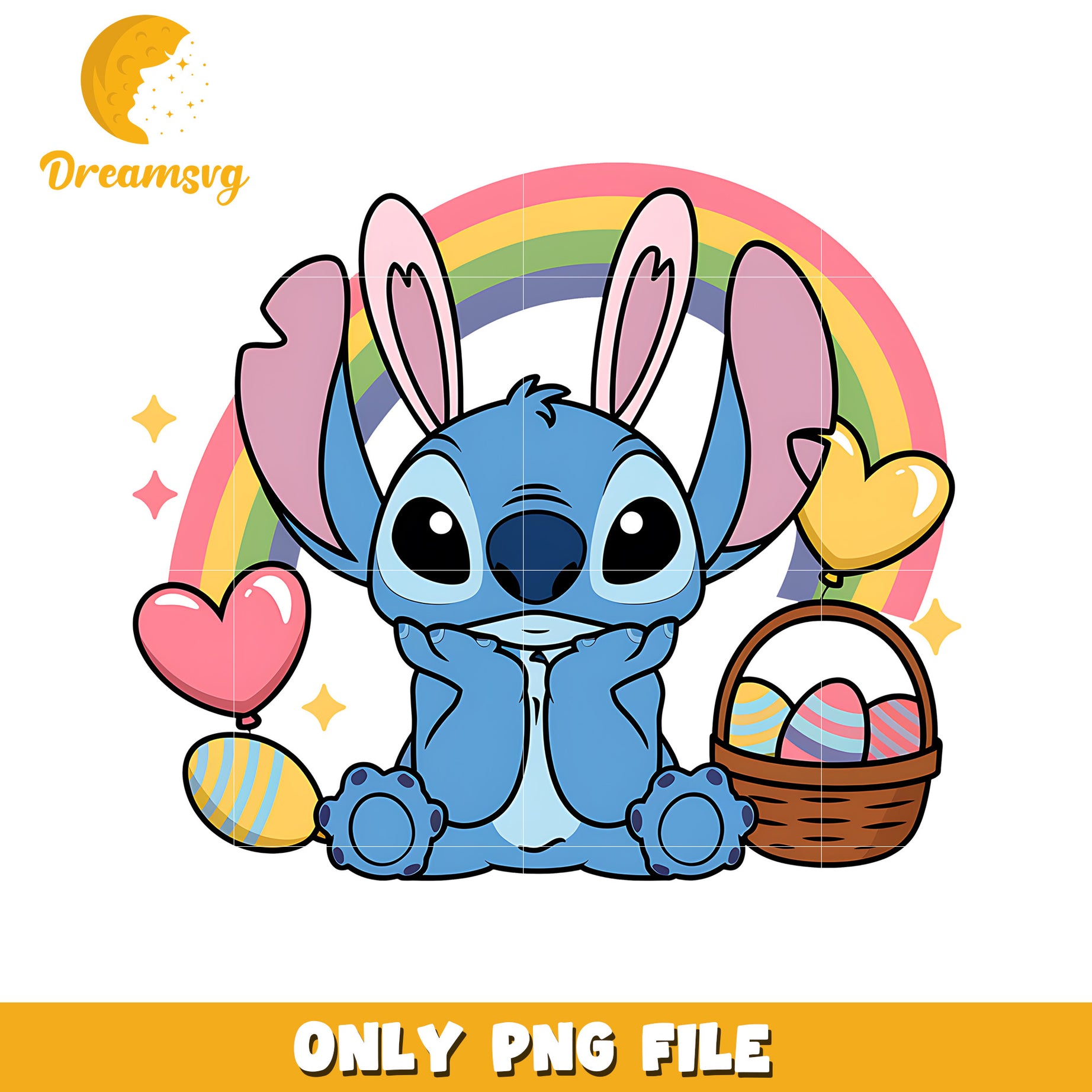 Stitch bunny vintage rainbow png, Easter bunny png, stitch png