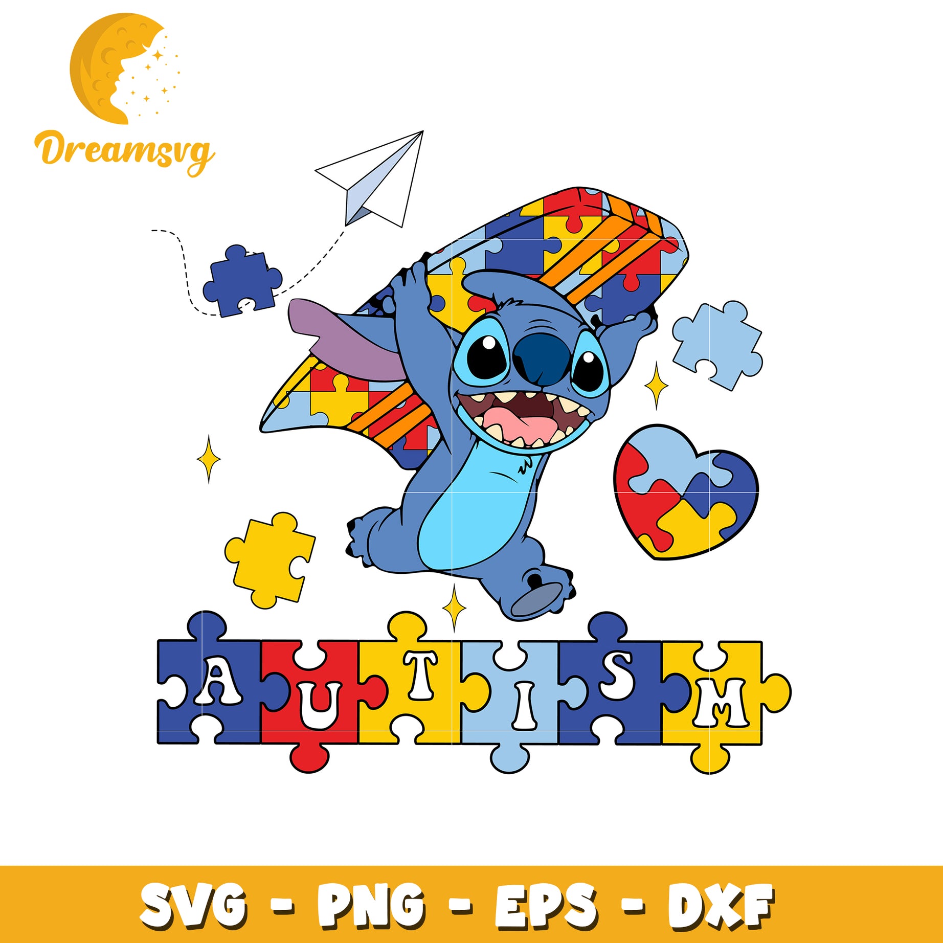 Stitch character awareness ribbon svg, autism awareness svg