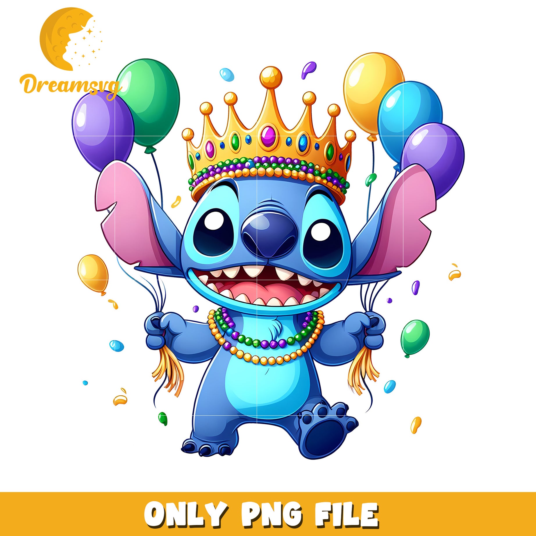 Stitch character mardi gras png, disney mardi gras png