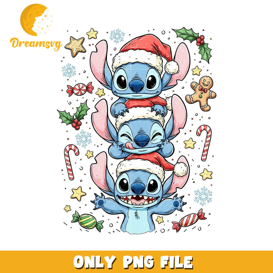 Stitch christmas design png, festive disney png, winter wonderland png