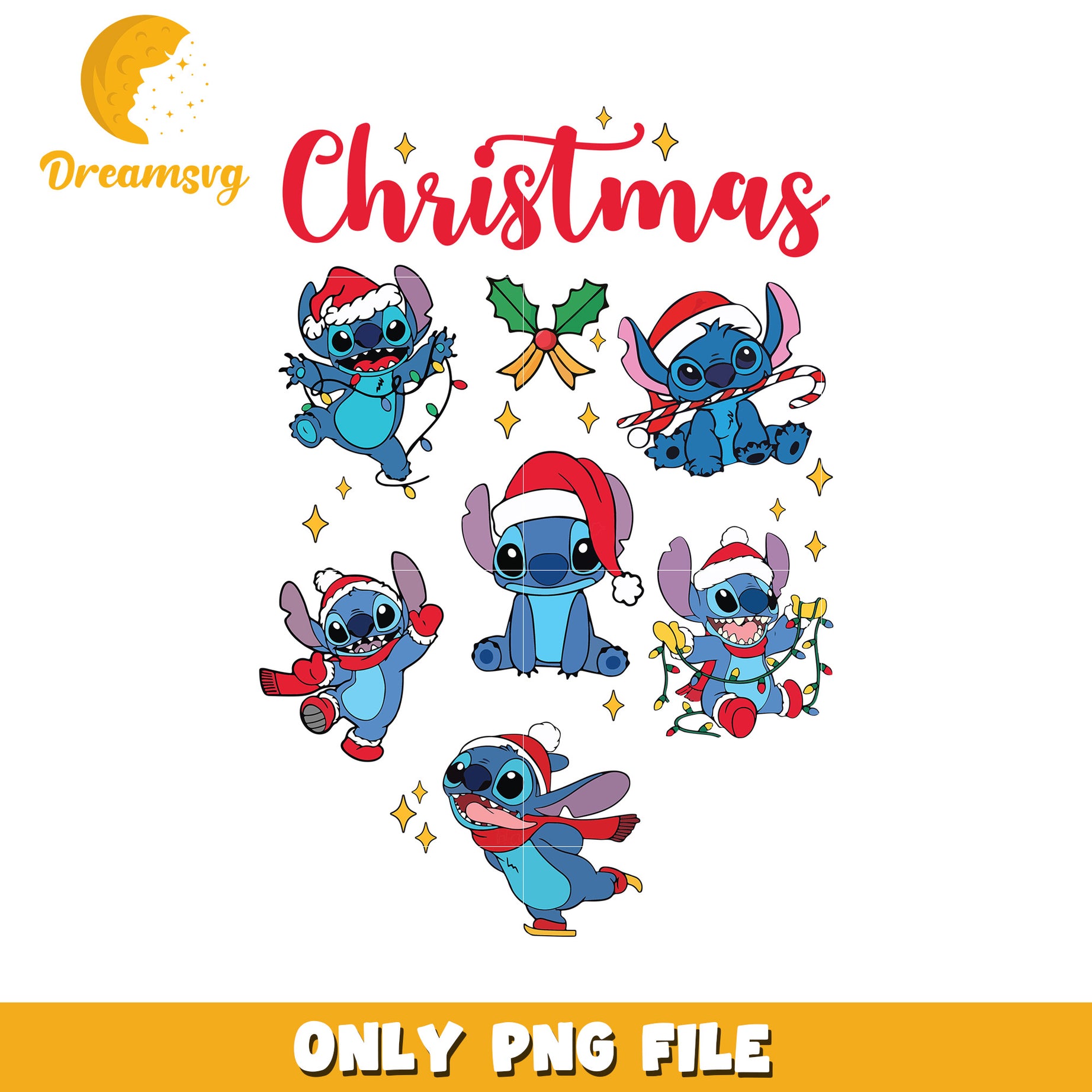 Stitch christmas png, disney winter joy png, holiday happiness png