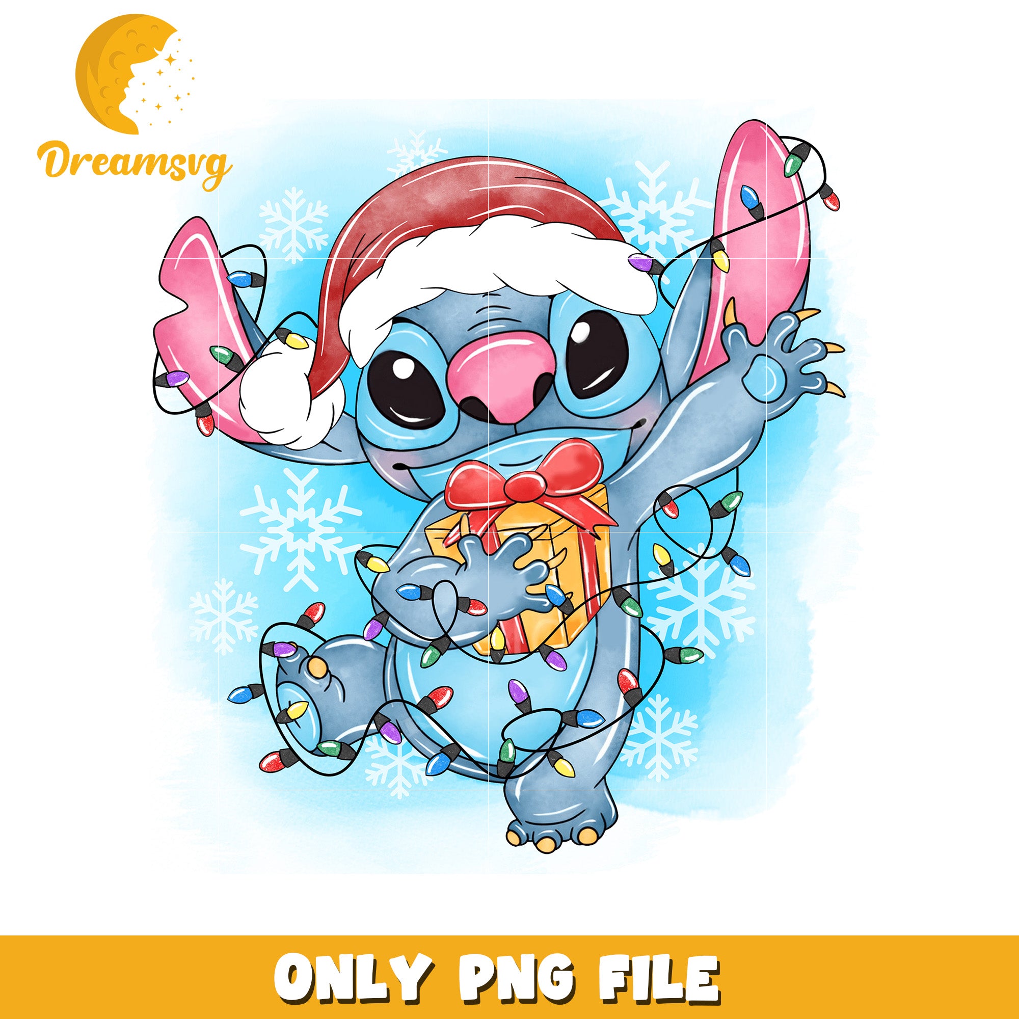Stitch christmas png, festive disney png, winter wonderland png