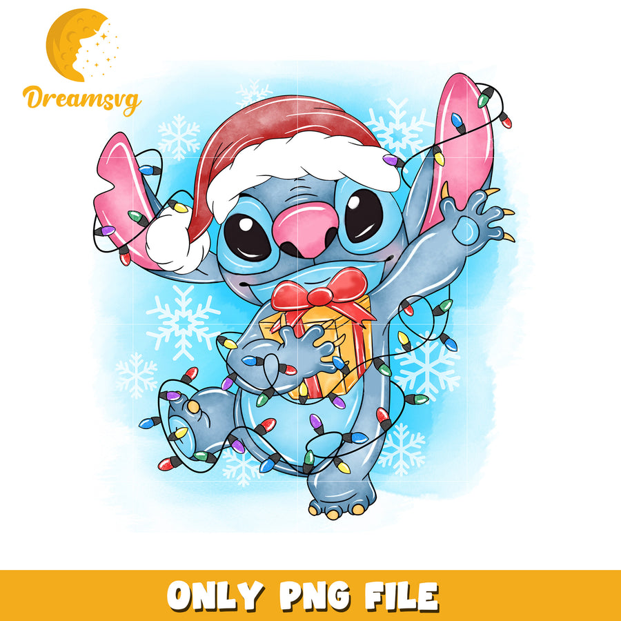 Stitch christmas png, festive disney png, winter wonderland png