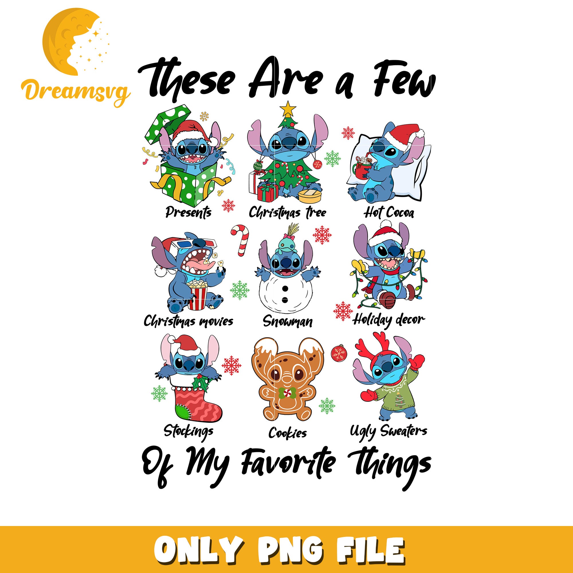 Stitch cute design png, festive disney png, winter wonderland png