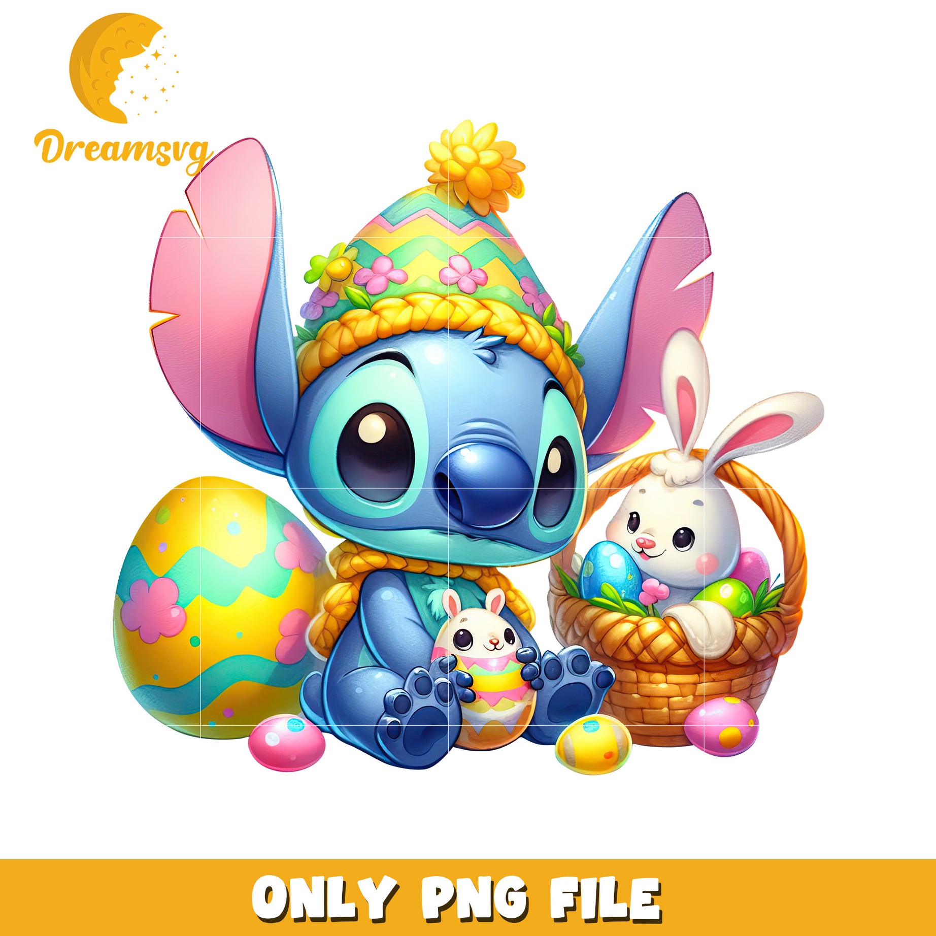 Stitch easter day outfit png, easter day png, disney png
