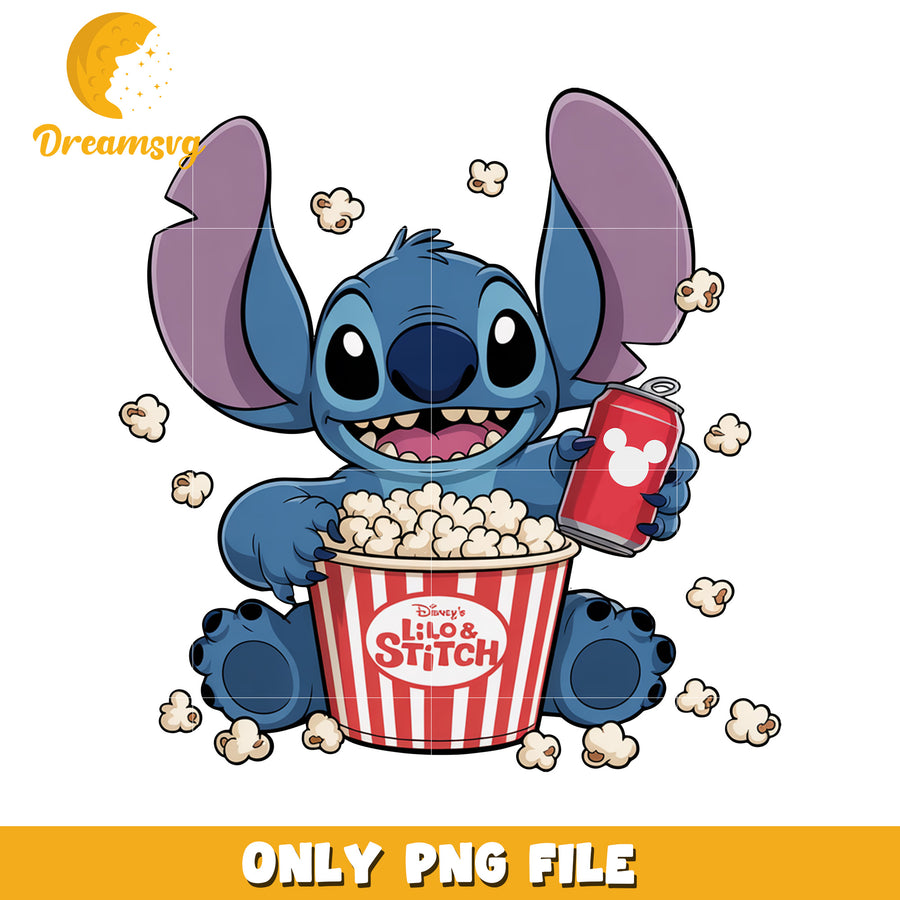 Stitch eating the popcorn png, stitch popcorn png, disney stitch png