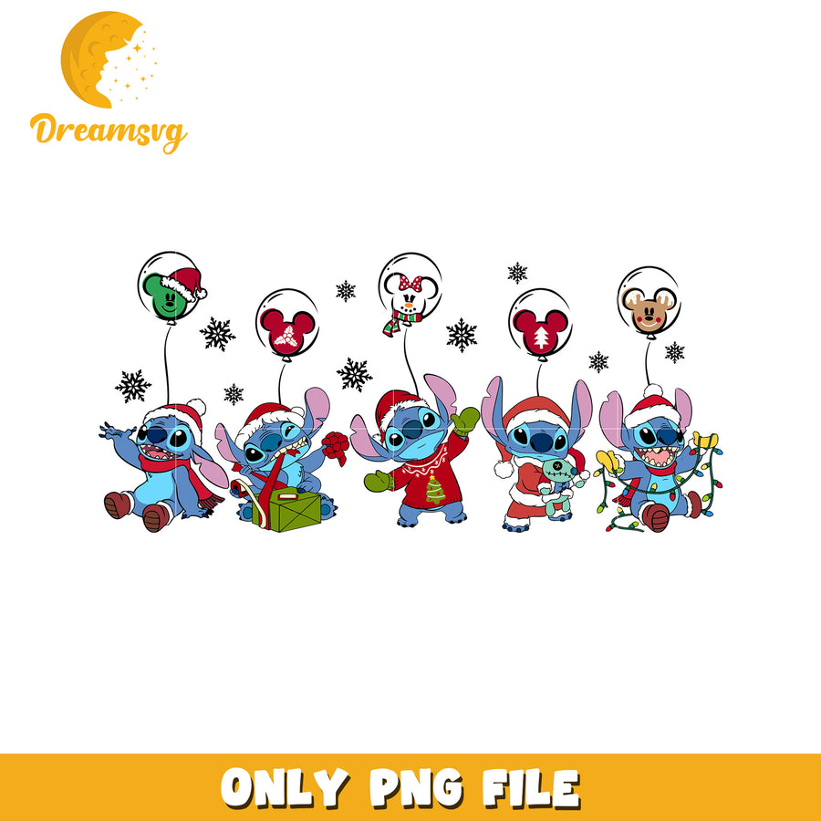 Stitch funny png, festive disney png, winter wonderland png
