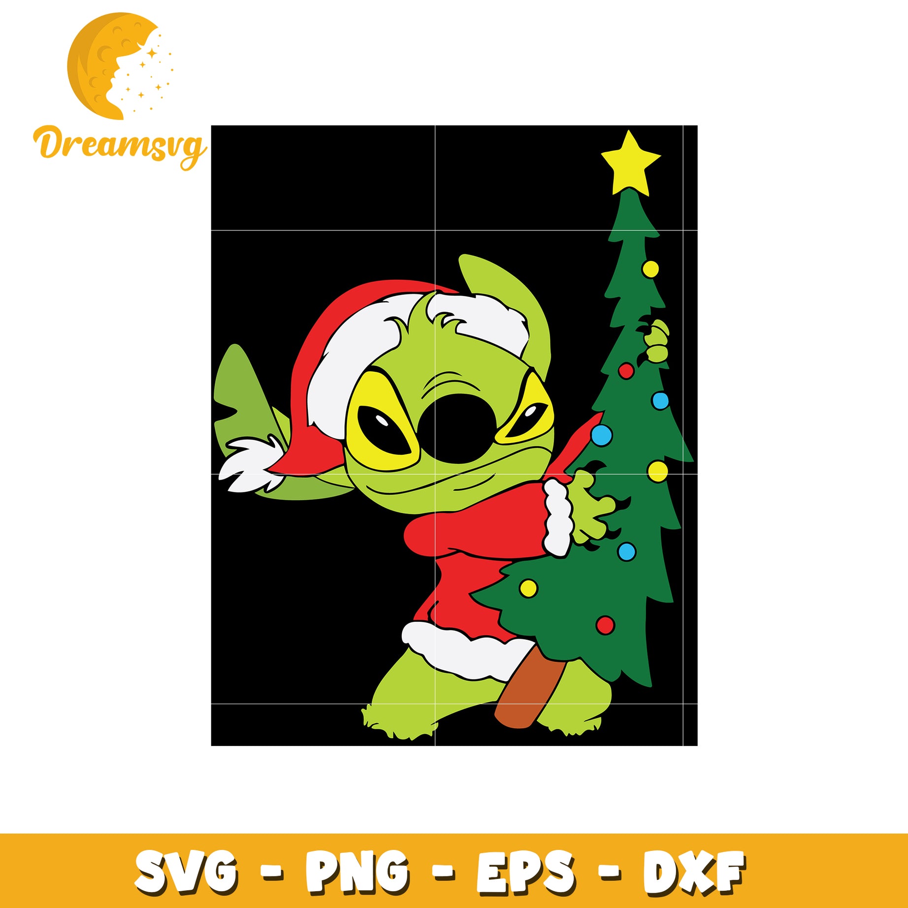 Stitch grinch and christmas tree svg, stitch svg, christmas tree svg