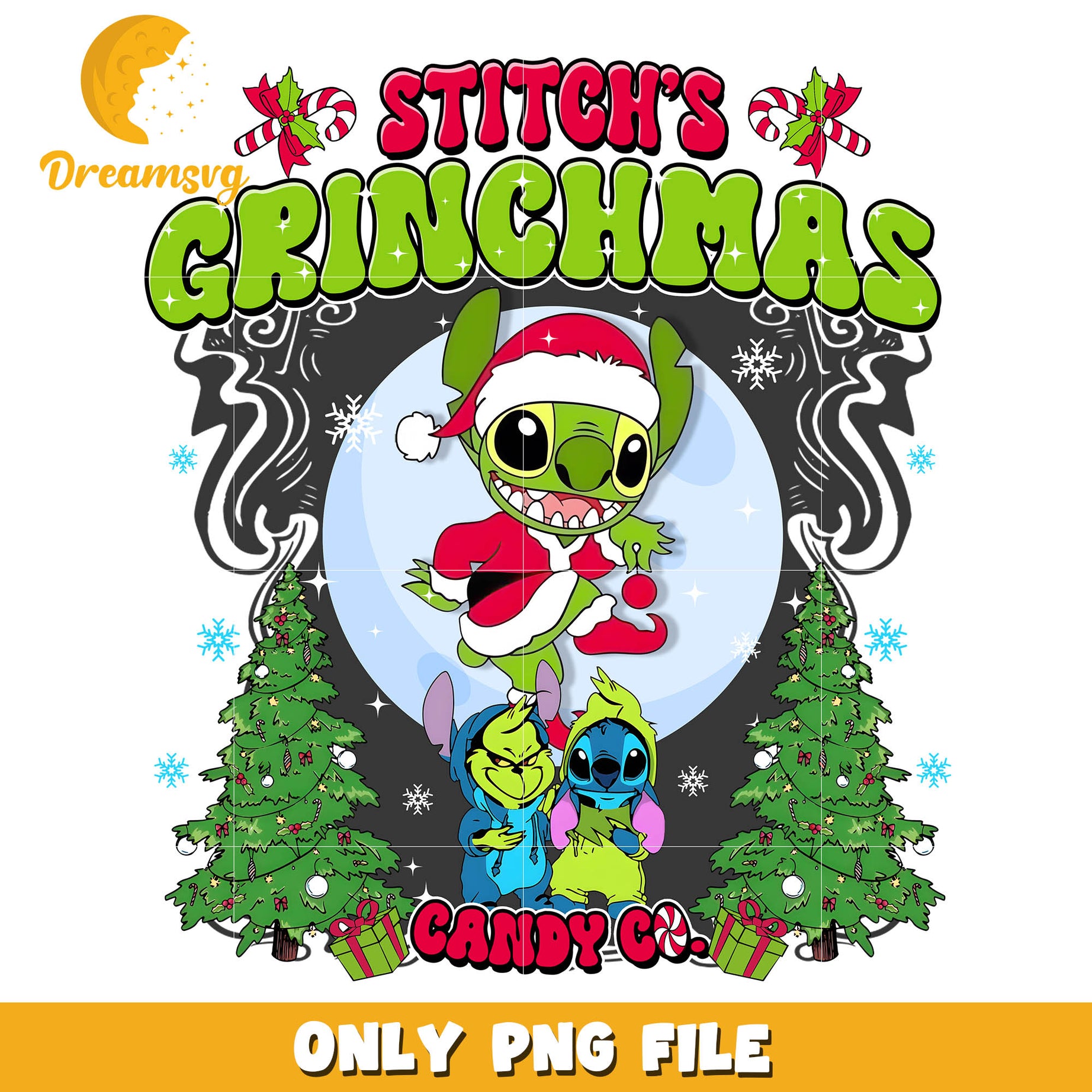 Stitch grinch christmas candy co png, stitch christmas​ png