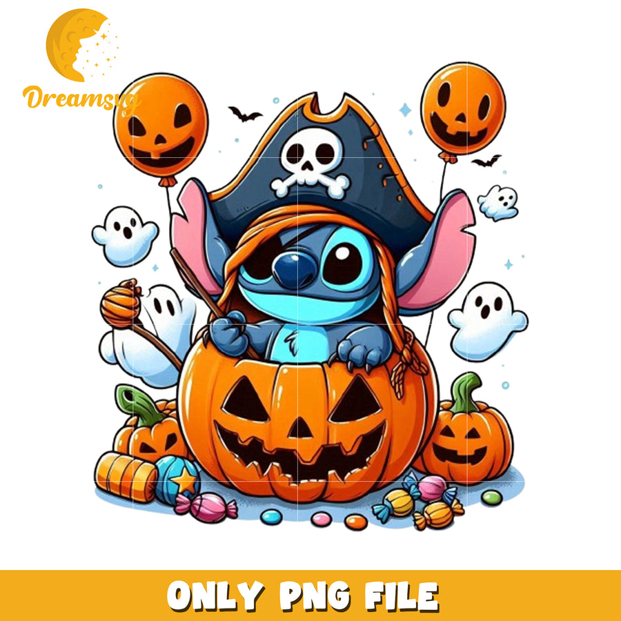 Stitch halloween pirate png, halloween holiday png, halloween memes png