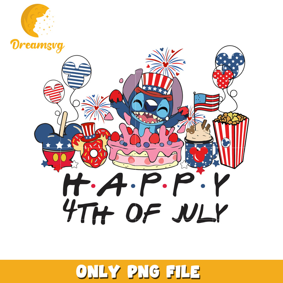 Stitch happy 4th of july png, disney stitch png, lilo and stitch png