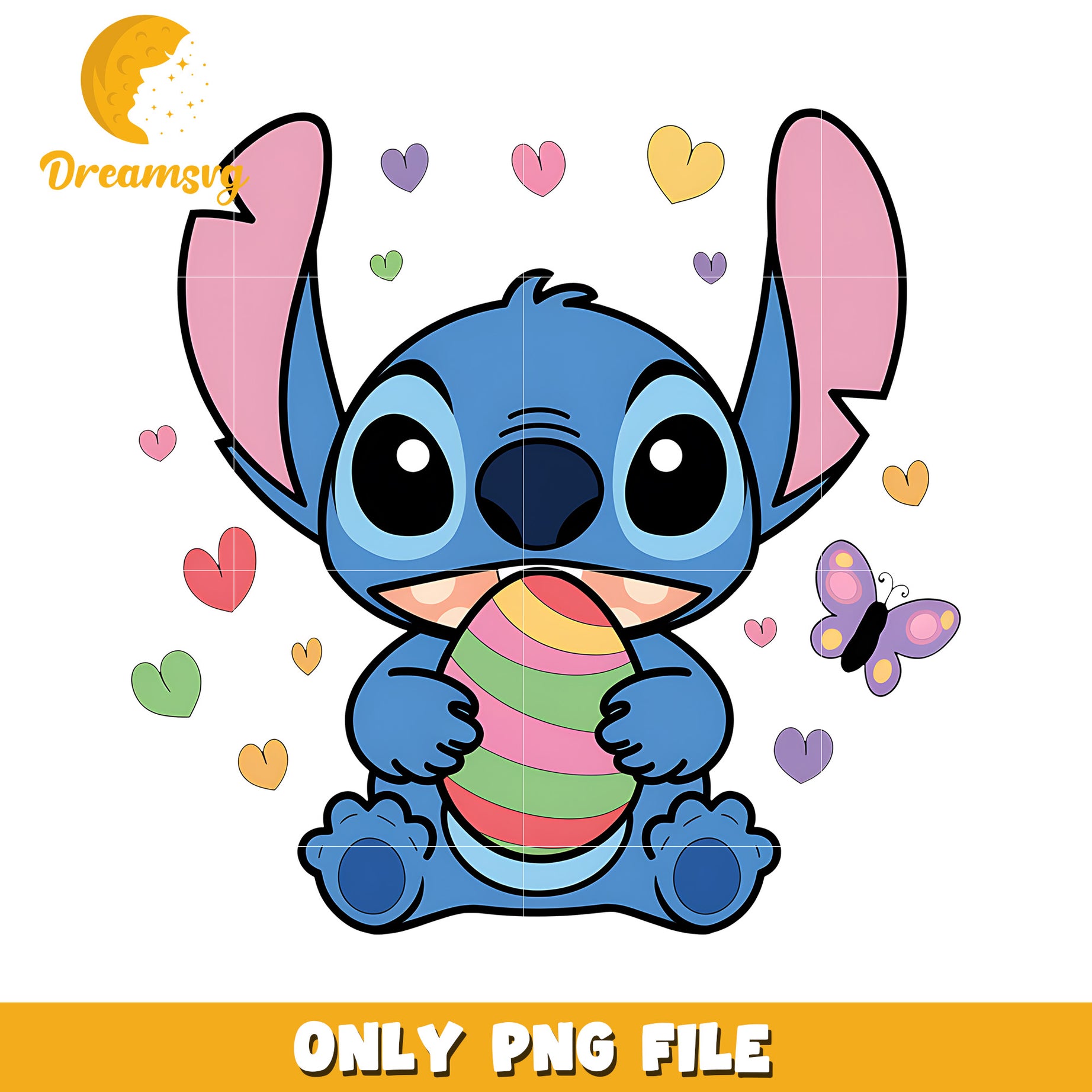 Stitch heart shape easter eggs png, easter day png, disney png