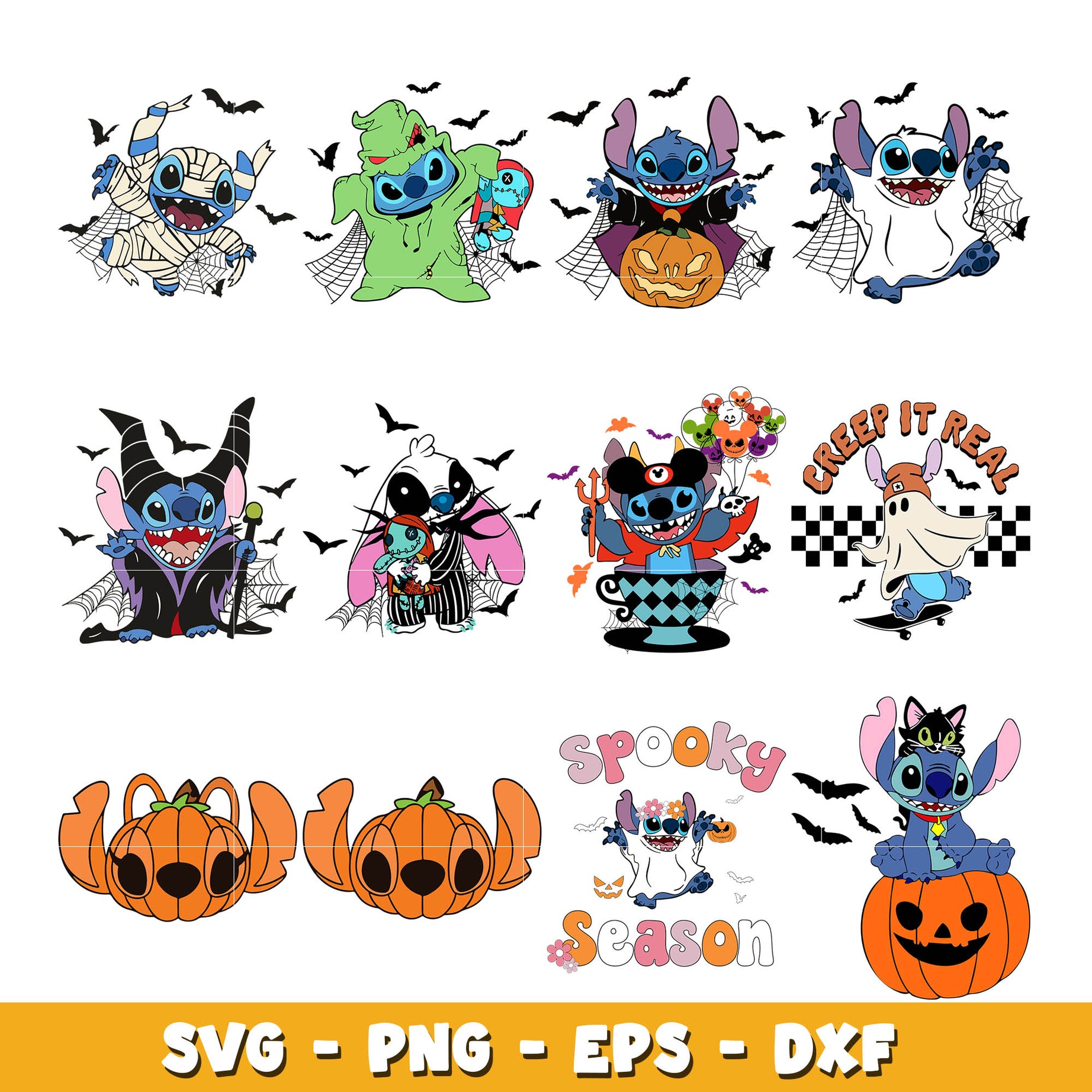  Stitch Bundle Horror Characters bundle svg, Disney svg, Digital download  