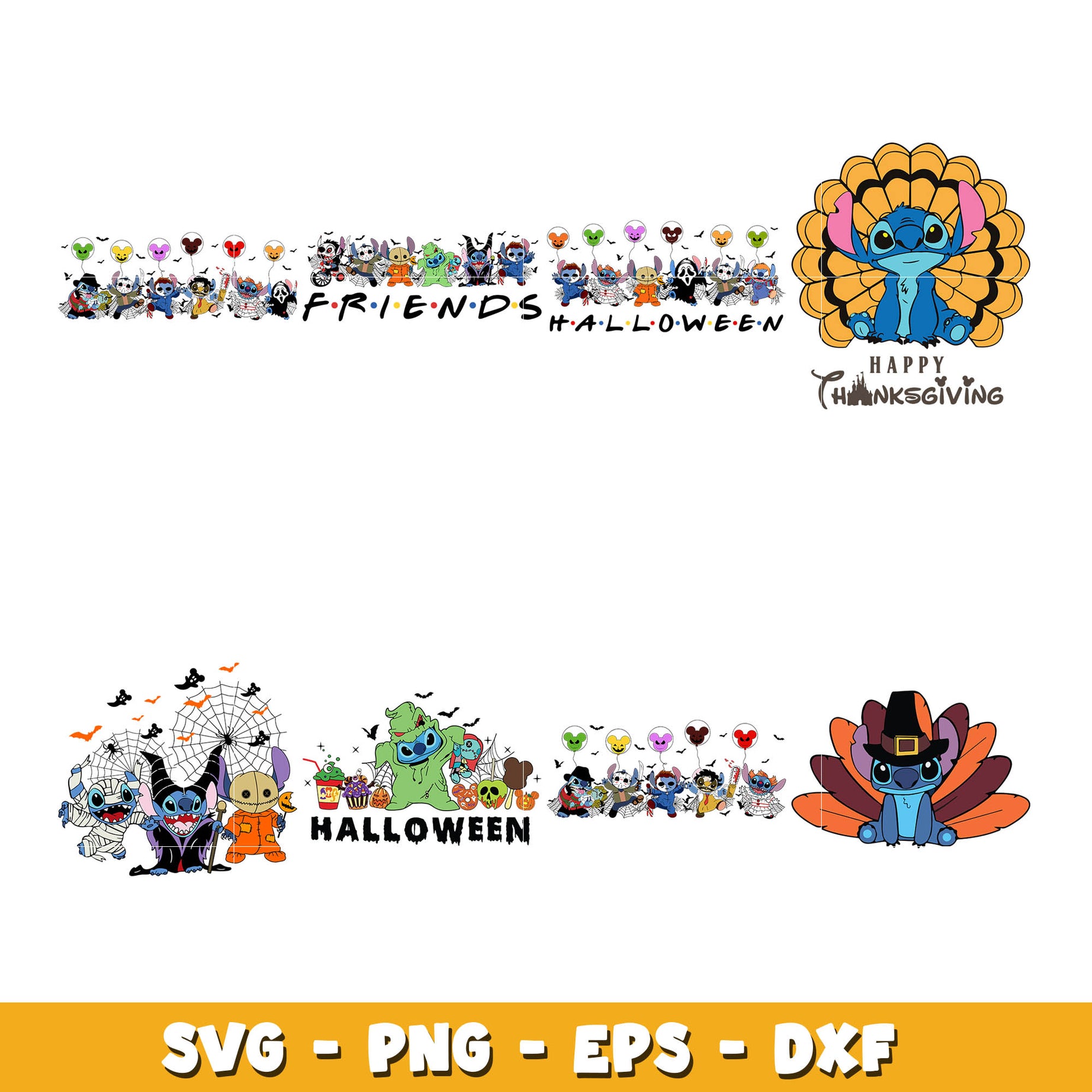 Disney Stitch and friends halloween bundle svg, Disney svg, Digital download 