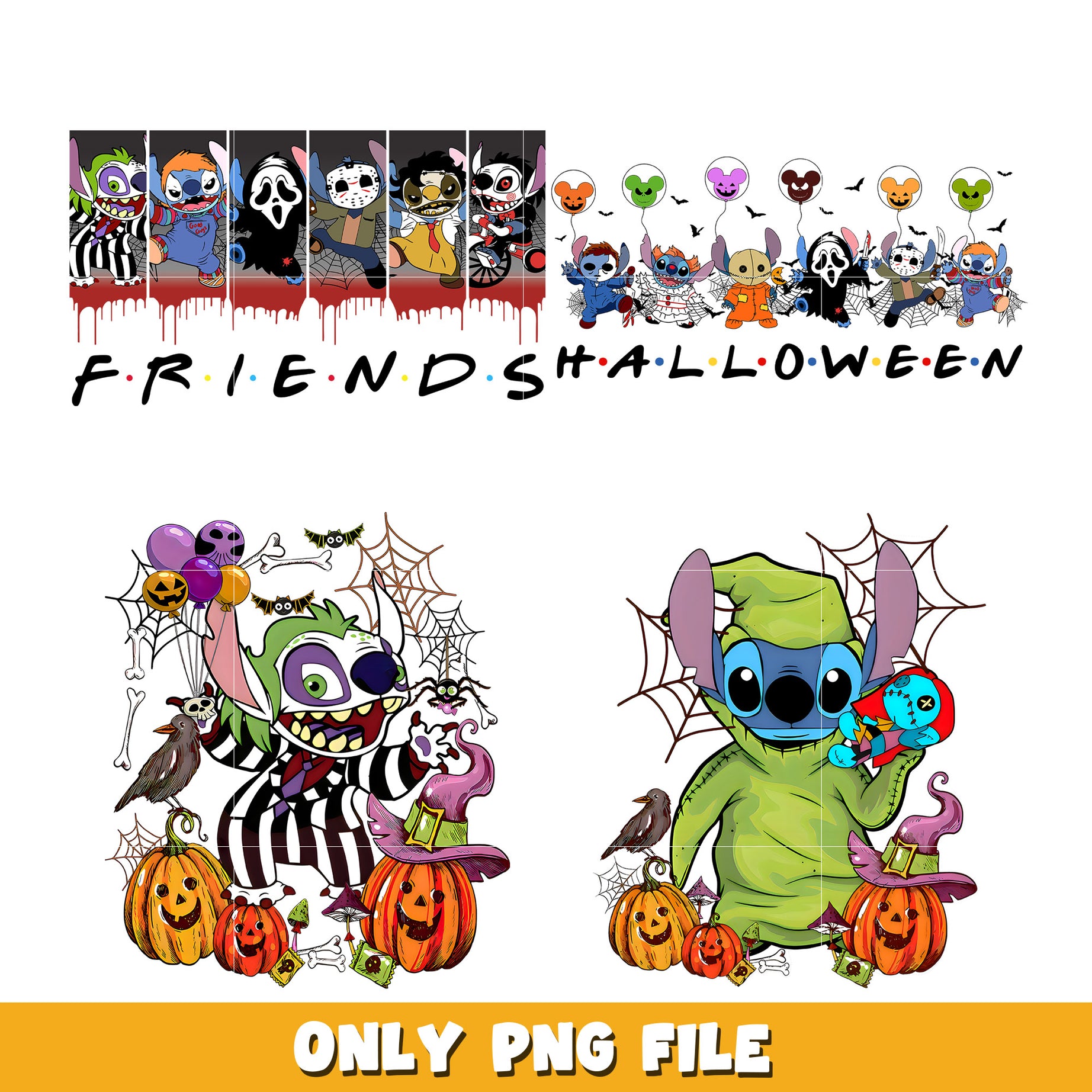 Disney Stitch halloween bundle png, Disney cartoon png, Digital download 