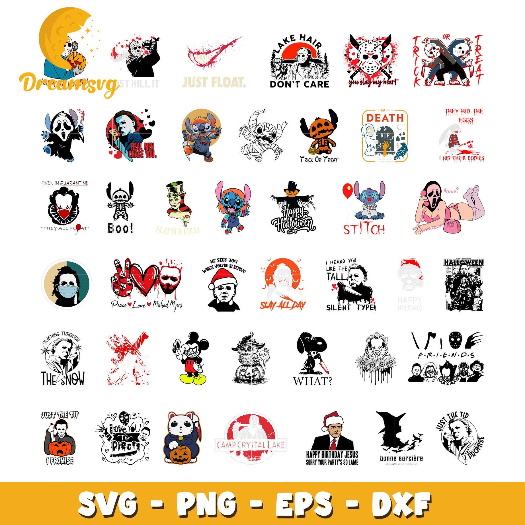 Stitch horror movie design bundle svg, halloween stitch​ svg