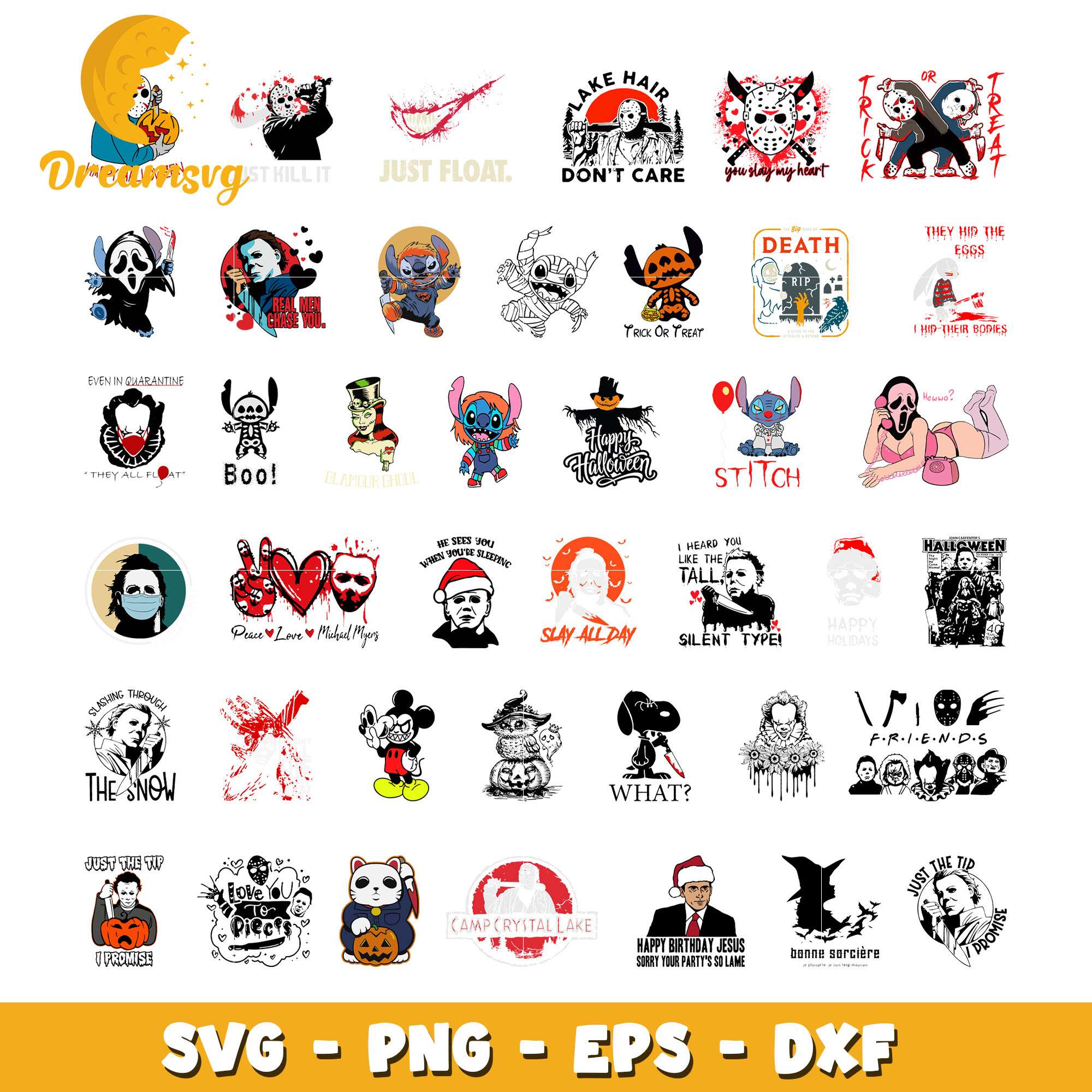 Horror Stitching Vector Stitch horror movie design bundle svg, halloween stitch svg – DreamSVG ...