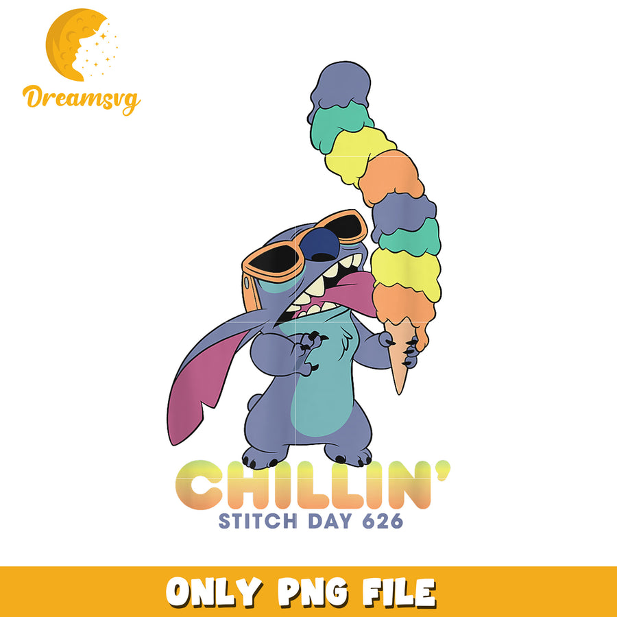 Stitch ice cream chillin png, chillin stitch png, cute stitch png