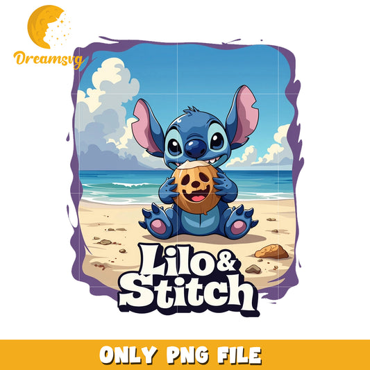Stitch in the beach png, disney stitch png design