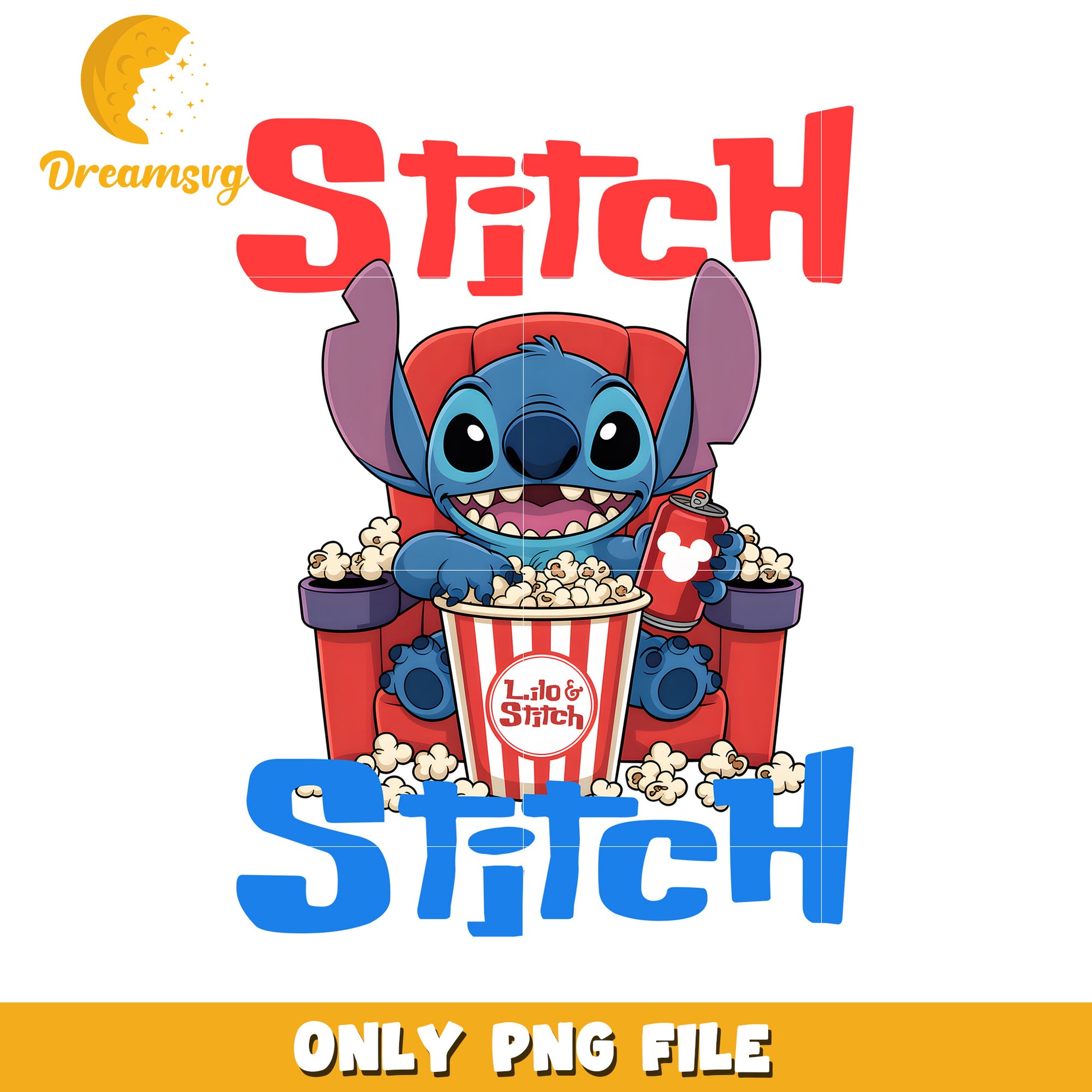 Stitch in the cinema png, stitch movie png, disney stitch pn