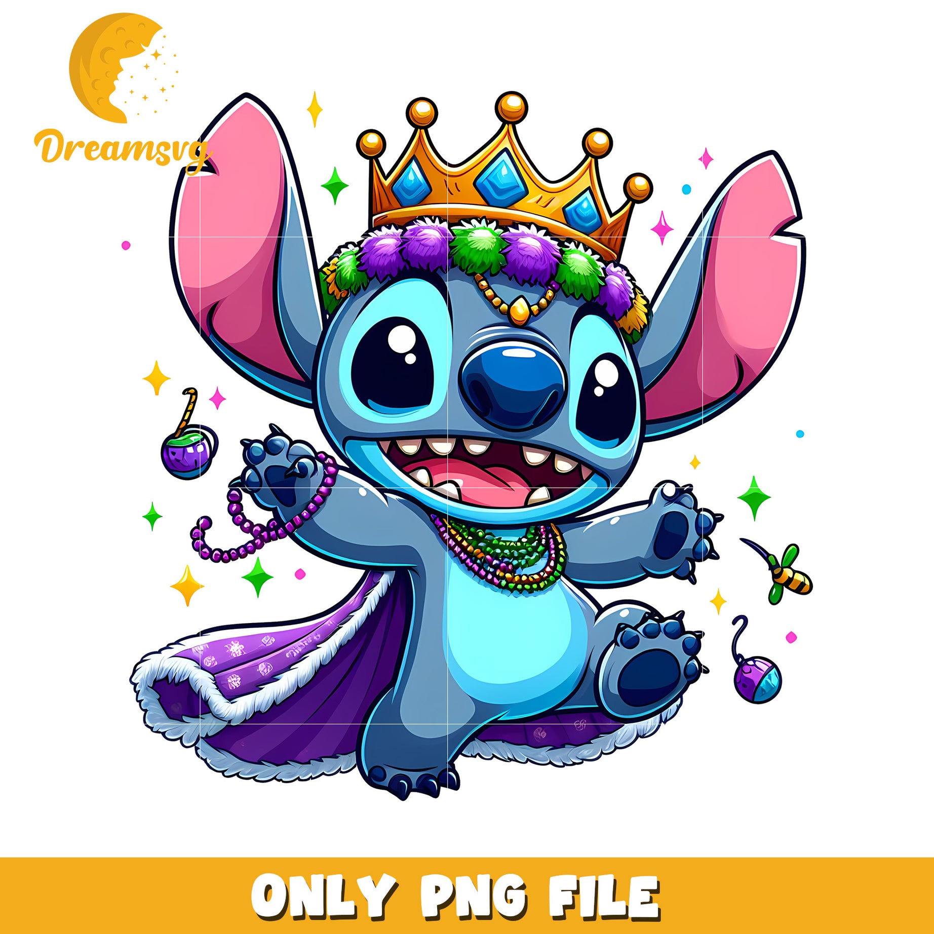 Stitch mardi gras crown png, stitch  png, mardi gras day png