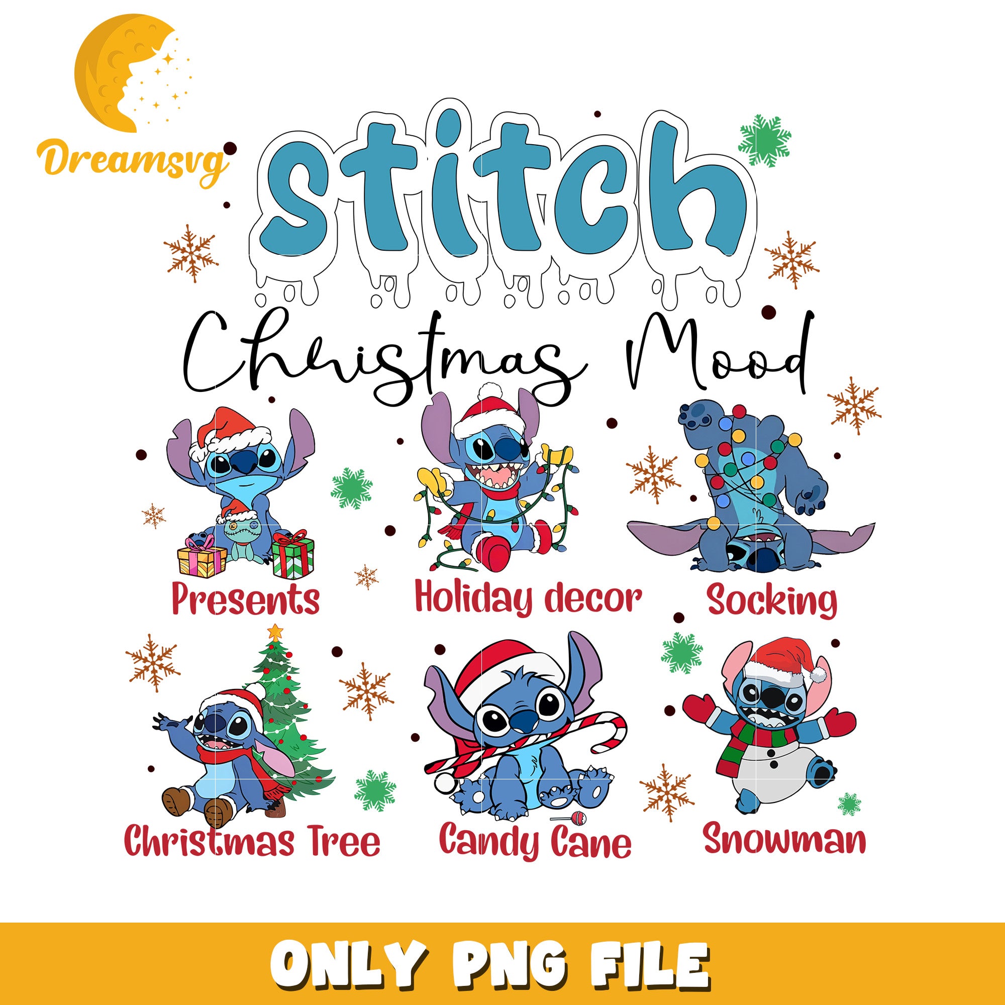 Stitch mood png, festive disney png, winter wonderland png