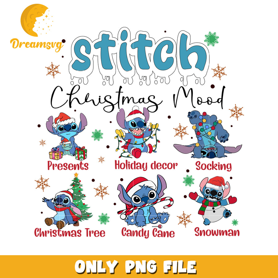 Stitch mood png, festive disney png, winter wonderland png