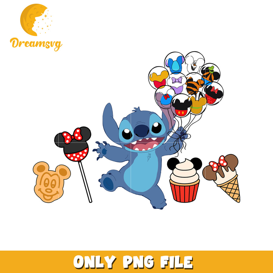 Stitch png, festive disney png, winter wonderland png